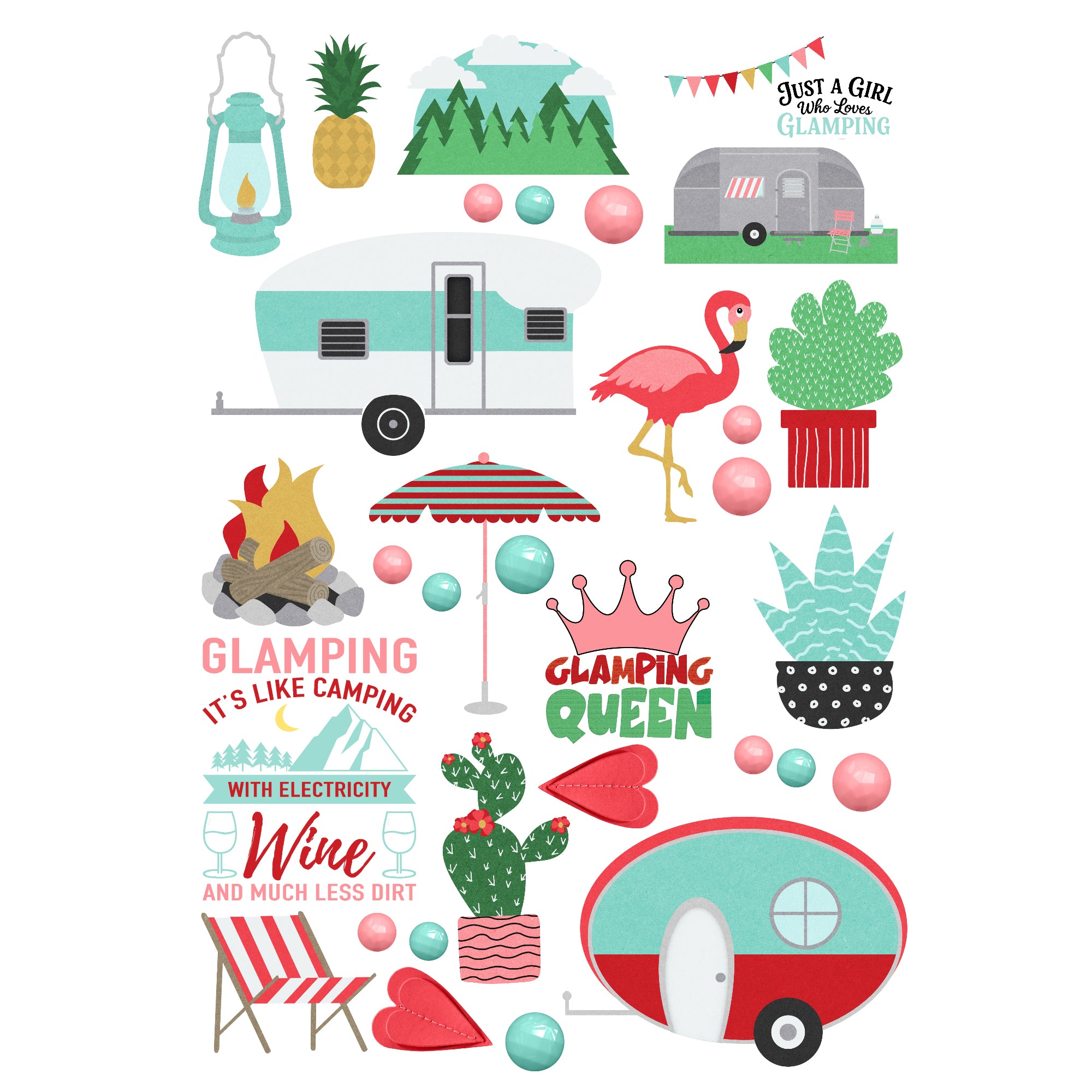 Glamping Collection Laser Cut Scrapbook Ephemera Embellishments by SSC Designs