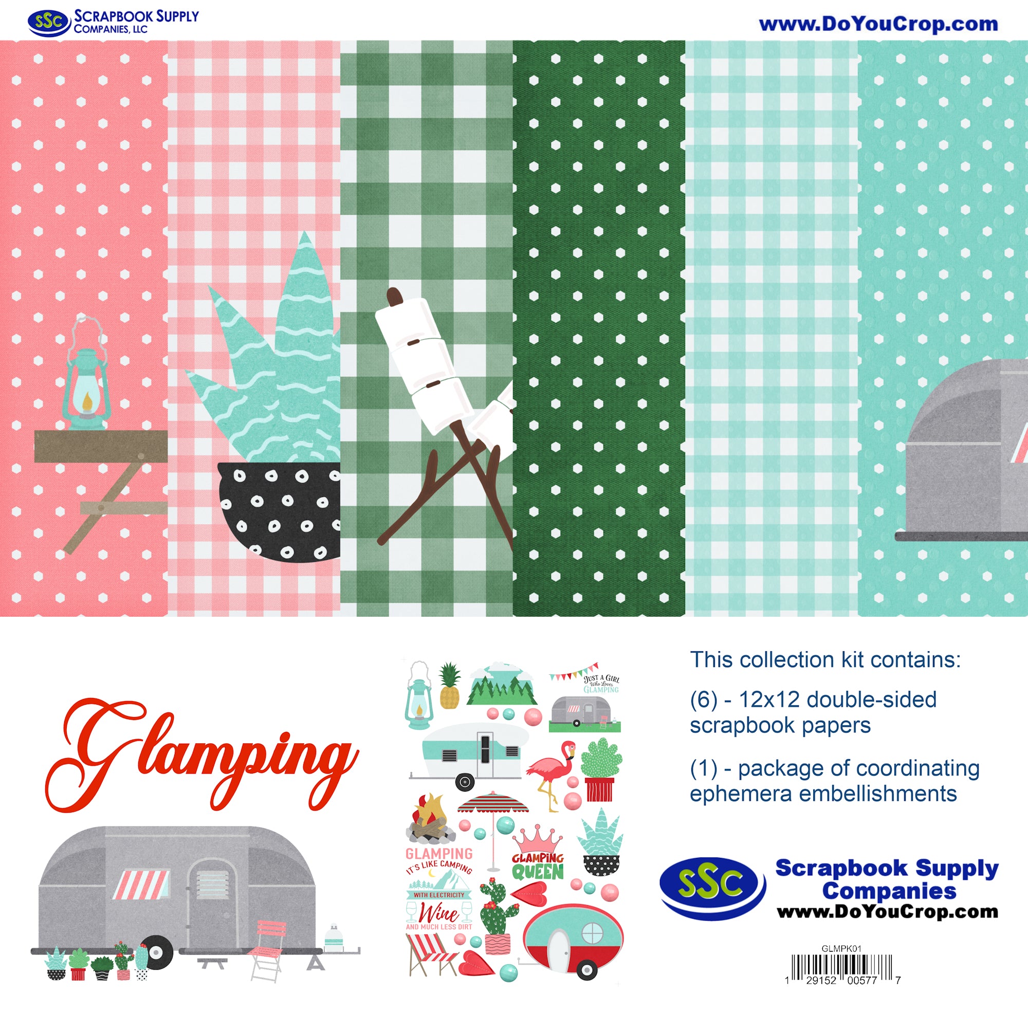 Glamping 12 x 12 Scrapbook Paper & Embellishment Kit by SSC Designs