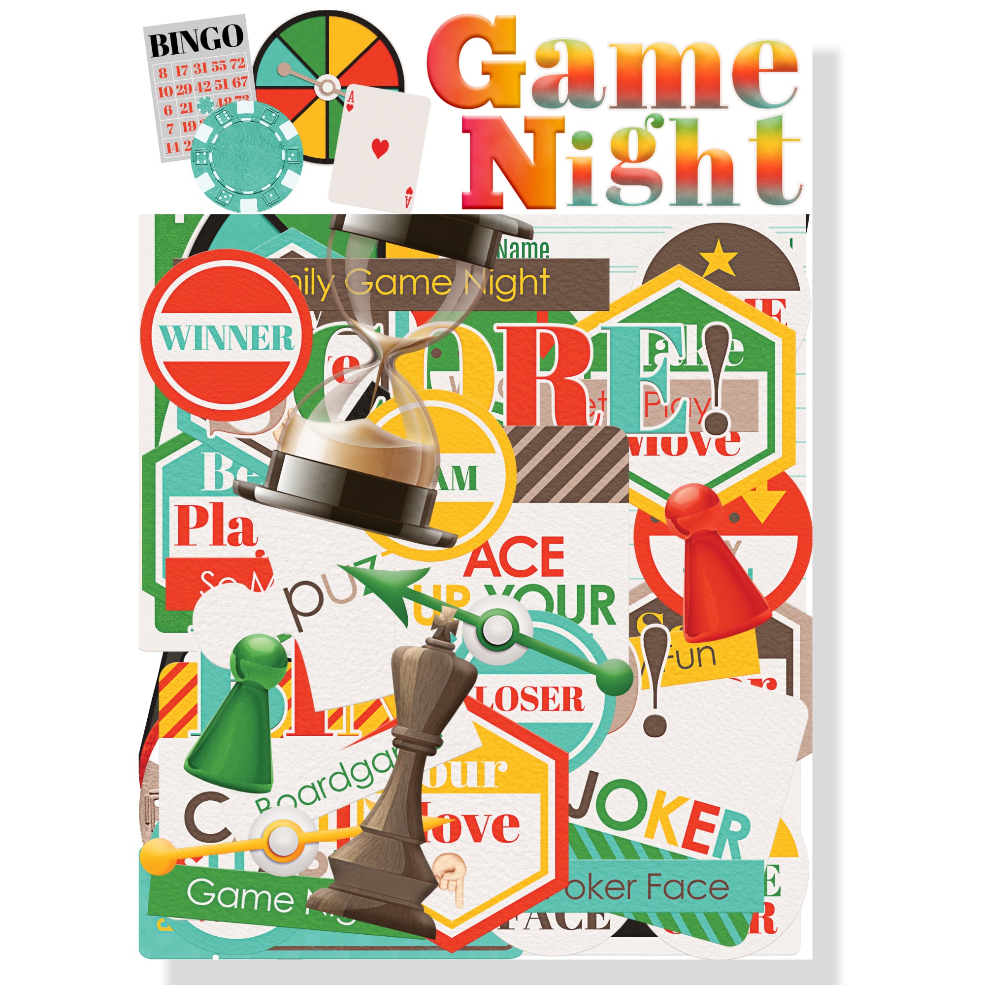 Game Night 12 x 12 Scrapbook Paper & Embellishment Kit by SSC Designs