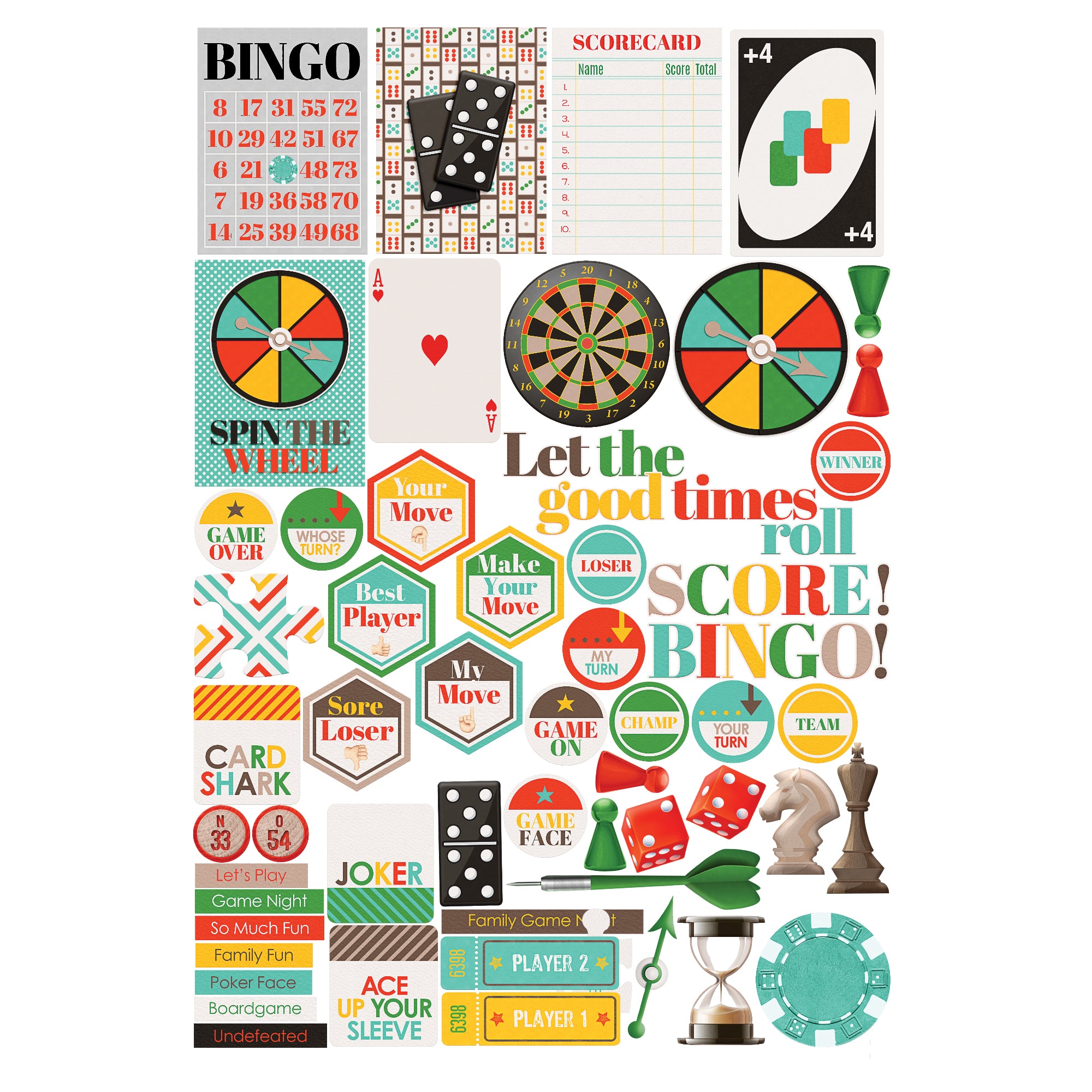 Game Night 12 x 12 Scrapbook Paper & Embellishment Kit by SSC Designs