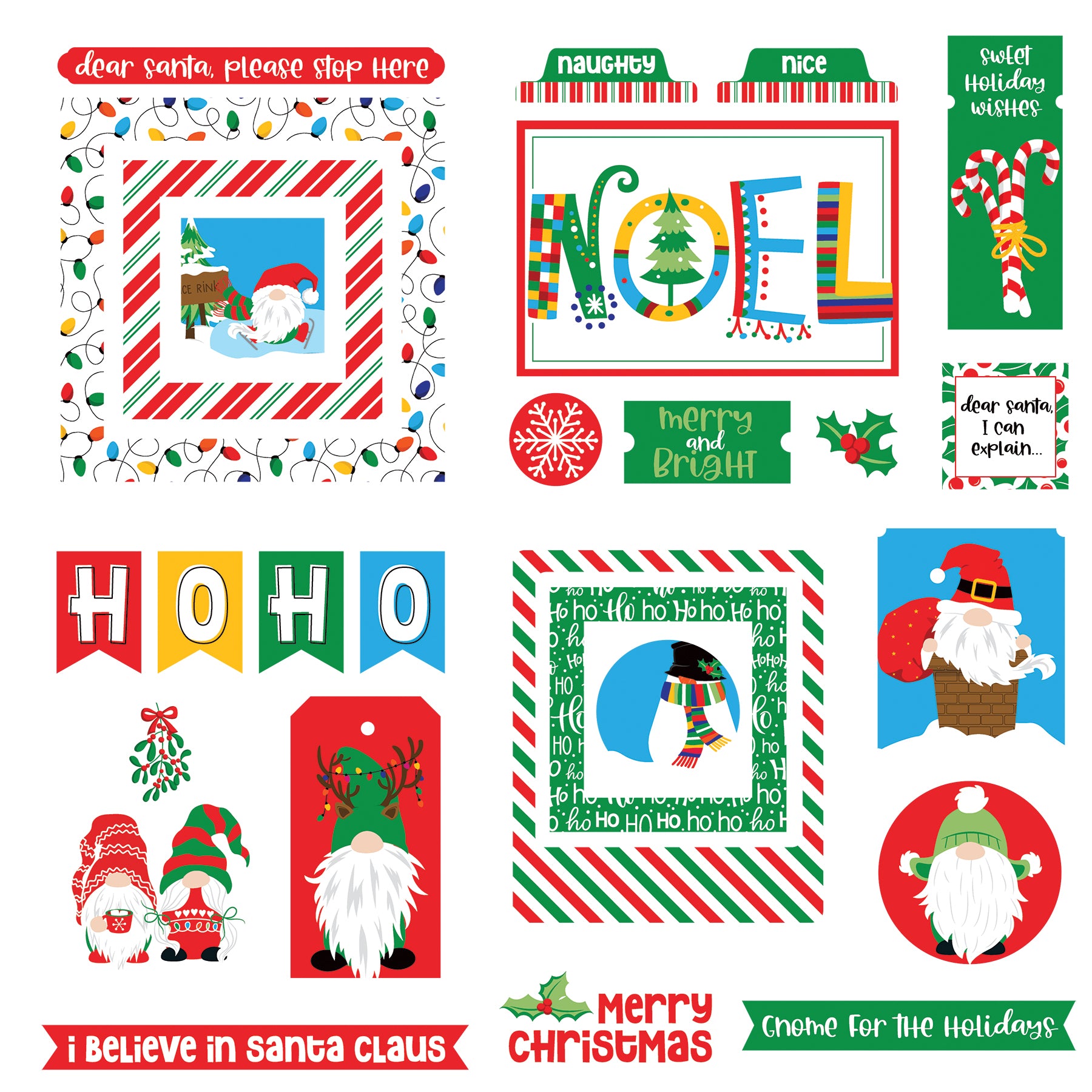 Gnome For The Holidays Christmas Collection 5 x 5 Die Cut Scrapbook Embellishments by Photo Play Paper