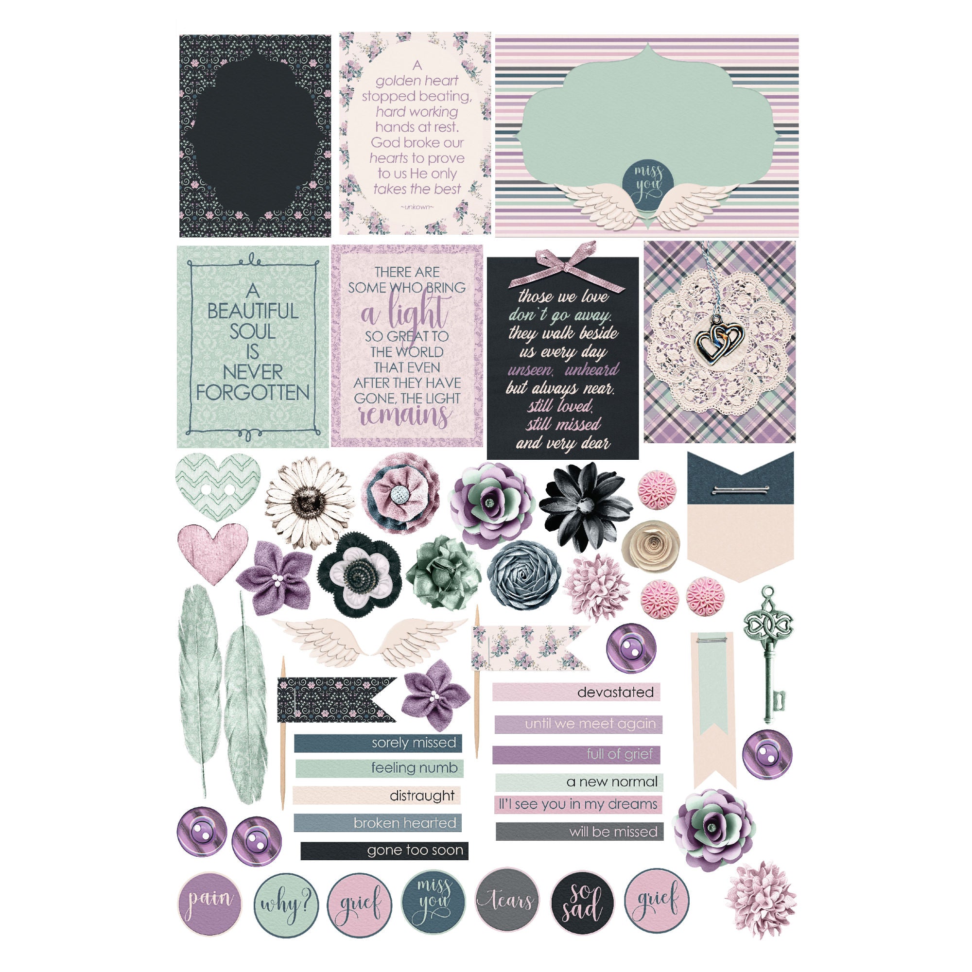 Gone But Not Forgotten 12 x 12 Scrapbook Paper & Embellishment Kit by SSC Designs