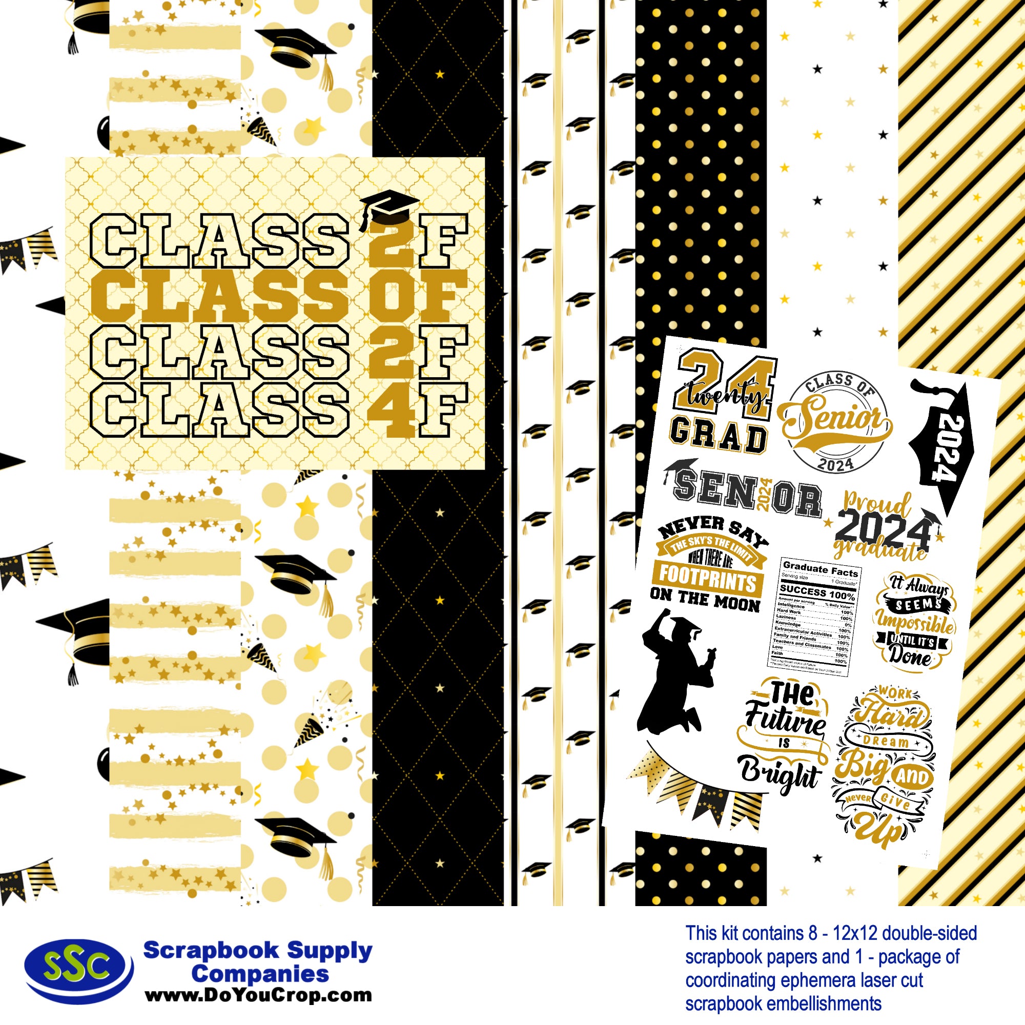 Graduation 12 x 12 Scrapbook Paper & Embellishment Kit by SSC Designs