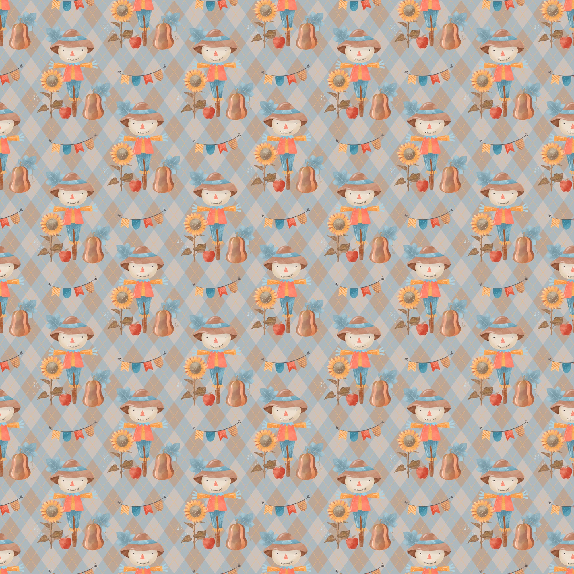 Give Thanks Collection Scarecrow Love 12 x 12 Double-Sided Scrapbook Paper by SSC Designs