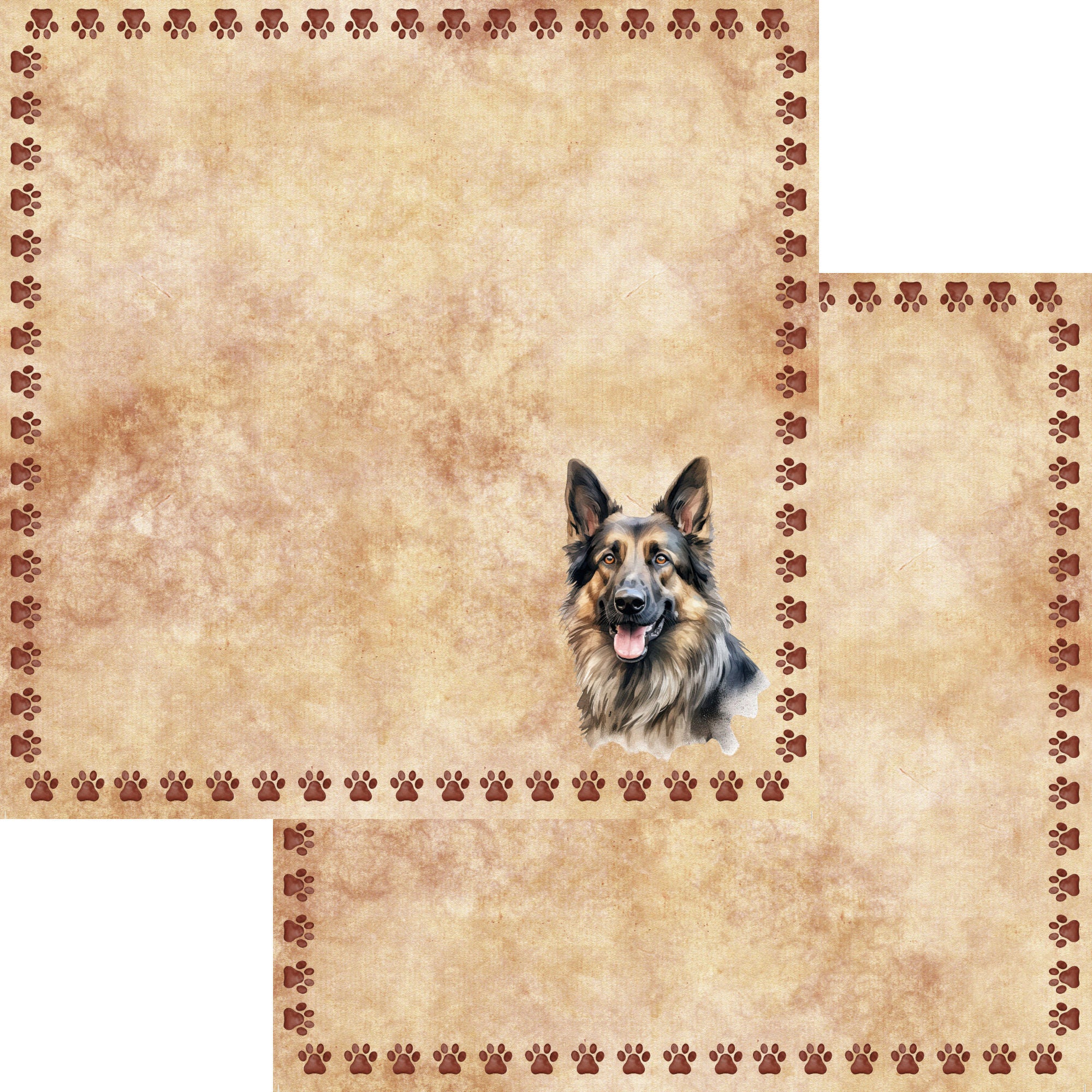 Dog Breeds Collection German Shepherd 2 12 x 12 Double-Sided Scrapbook Paper by SSC Designs