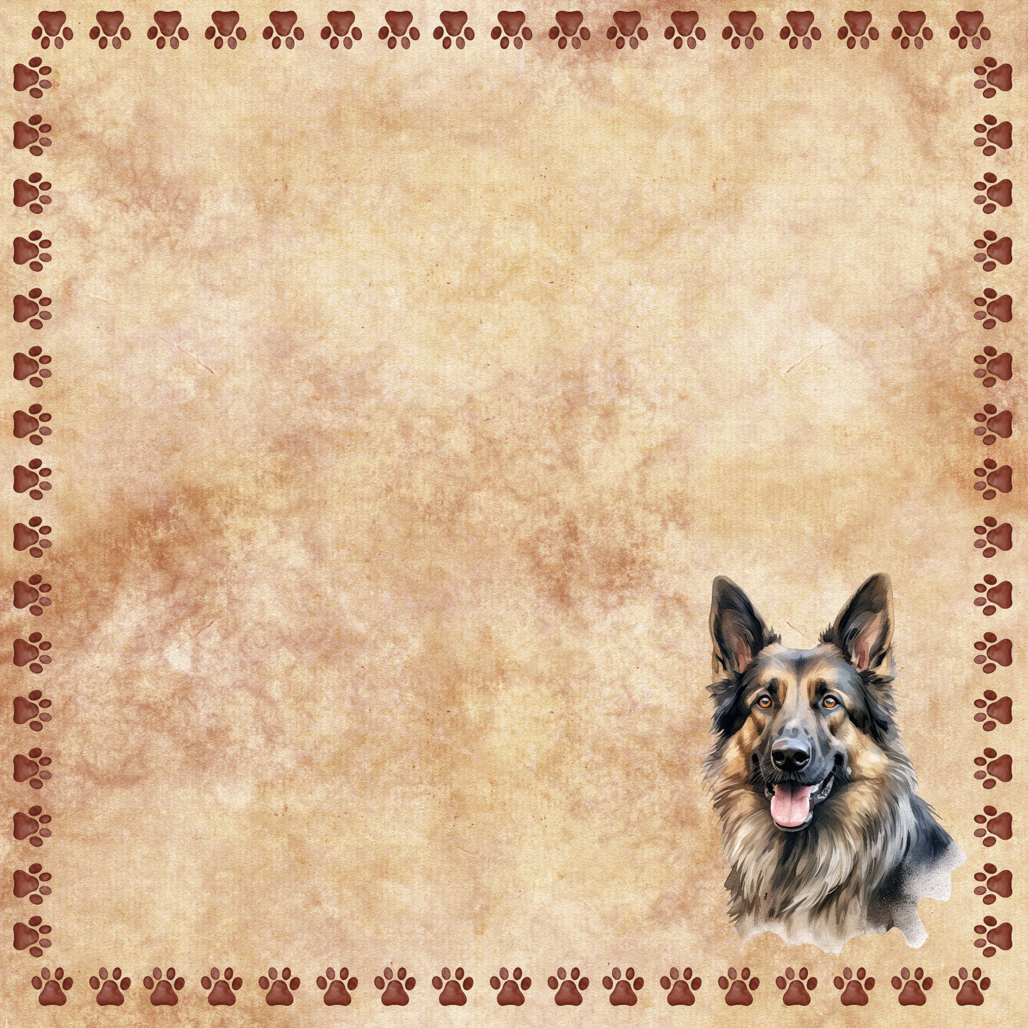 Dog Breeds Collection German Shepherd 2 12 x 12 Double-Sided Scrapbook Paper by SSC Designs