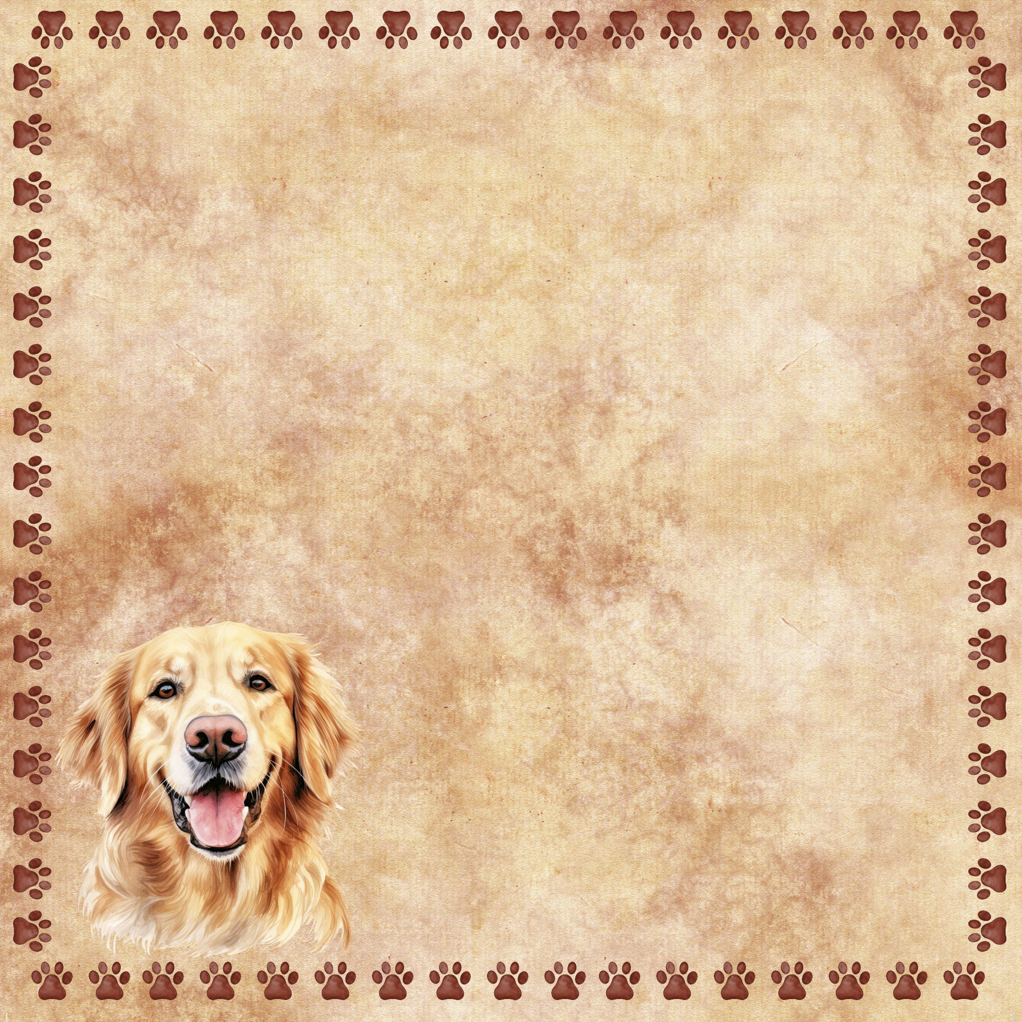 Dog Breeds Collection Golden Retriever 12 x 12 Double-Sided Scrapbook Paper by SSC Designs