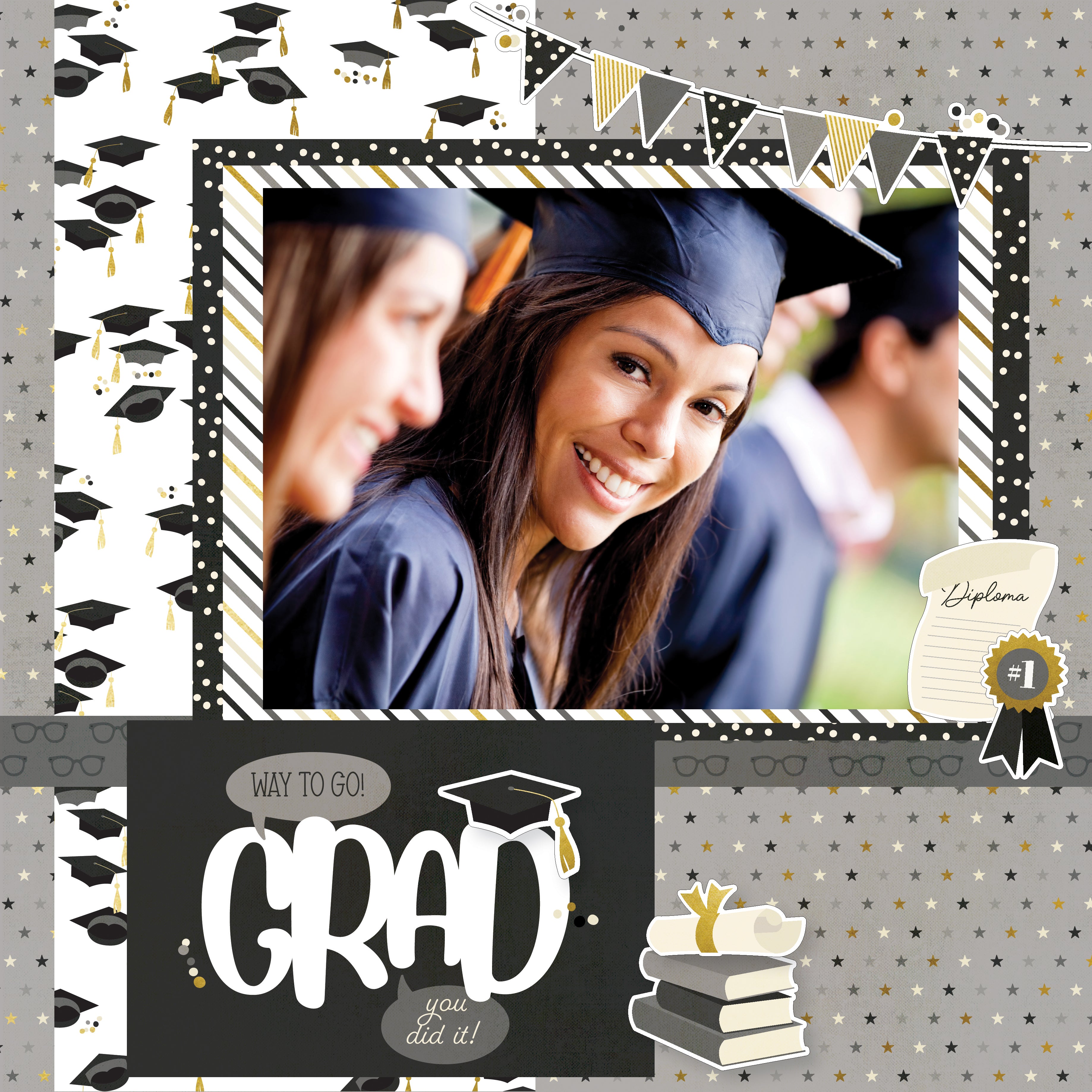 Graduation Collection 12 x 12 Scrapbook Sticker Sheet by Simple Stories