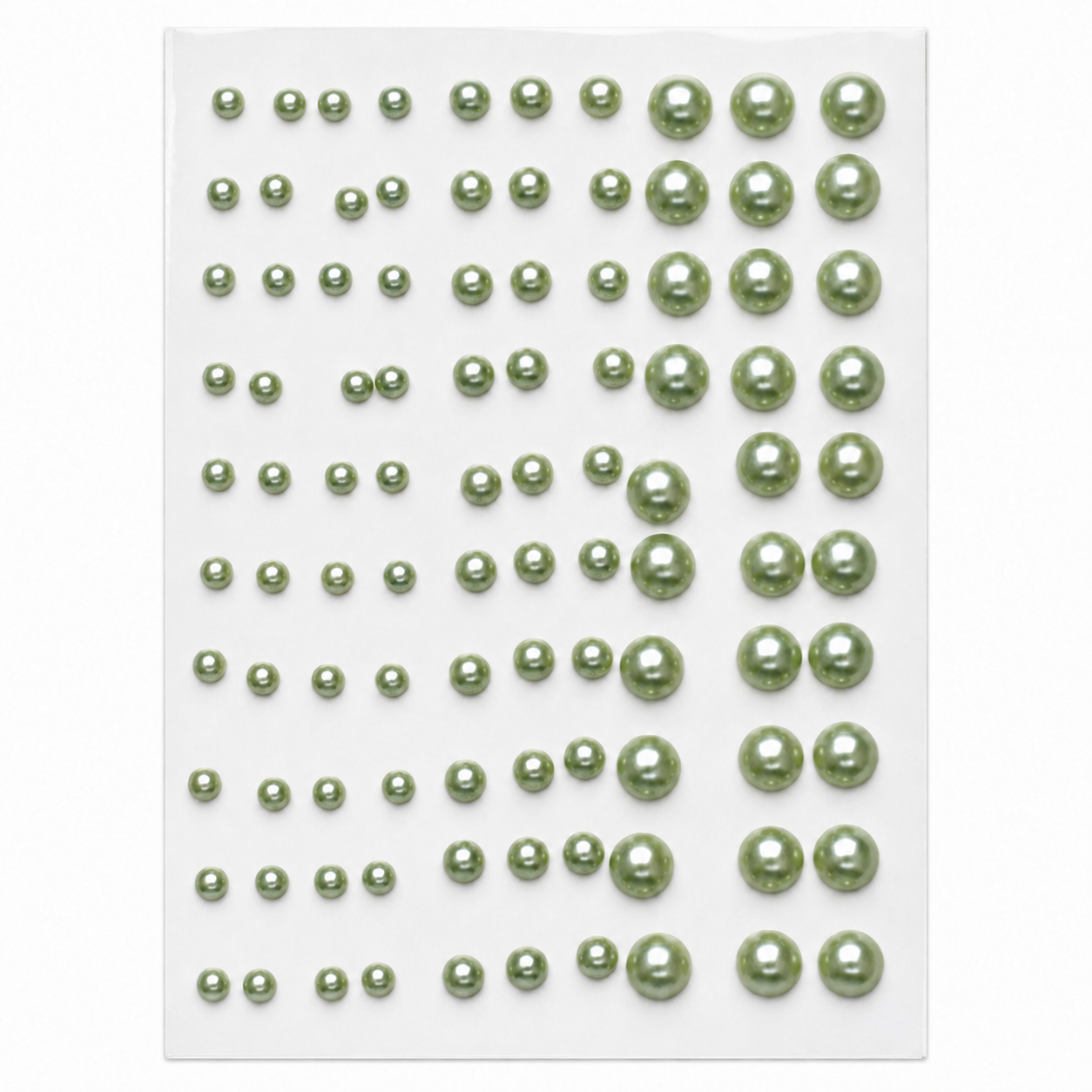 Our Brads Need Friends Collection Multi Size Green Self-Adhesive Pearls by Eyelet Outlet - 100 Count