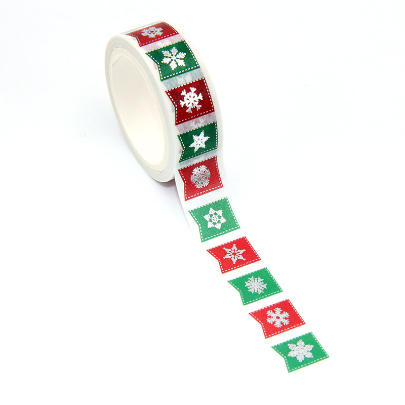TW Collection Silver Foil Christmas Flags Decorative Washi Tape by SSC Designs -  - 15mm x 15 Feet