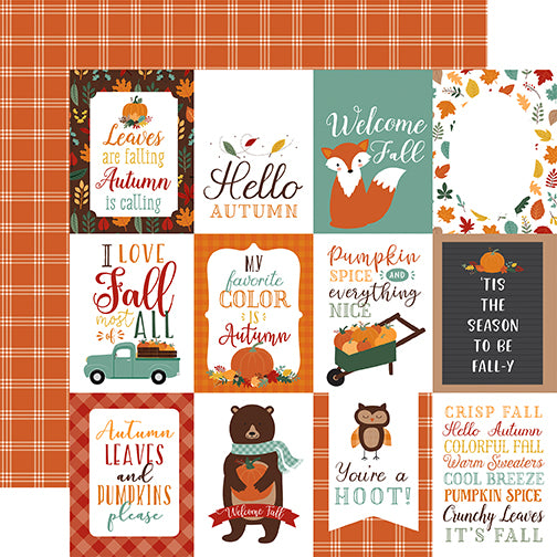 Happy Fall Collection 3x4 Journaling Cards 12 x 12 Double-Sided Scrapbook Paper by Echo Park Paper