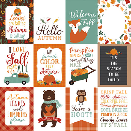 Happy Fall Collection 3x4 Journaling Cards 12 x 12 Double-Sided Scrapbook Paper by Echo Park Paper