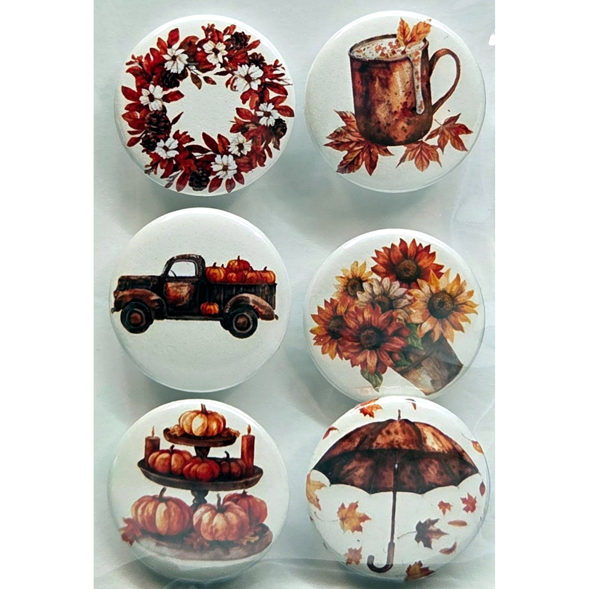 Pumpkin Cottage Collection Button Bubbles 1" Self-Adhesive Scrapbook Embellishments by MH Flair & More