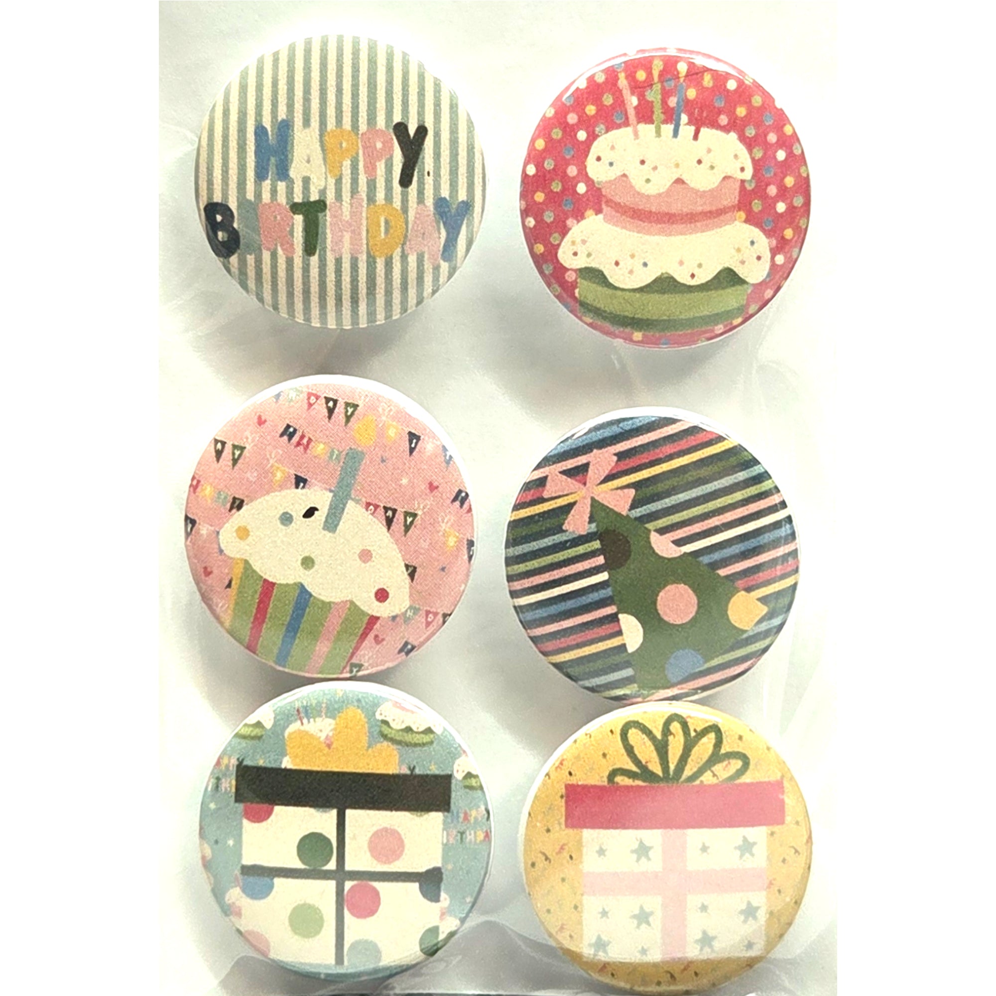 Happy Birthday Collection Button Bubbles 1" Self-Adhesive Scrapbook Embellishments by MH Flair & More