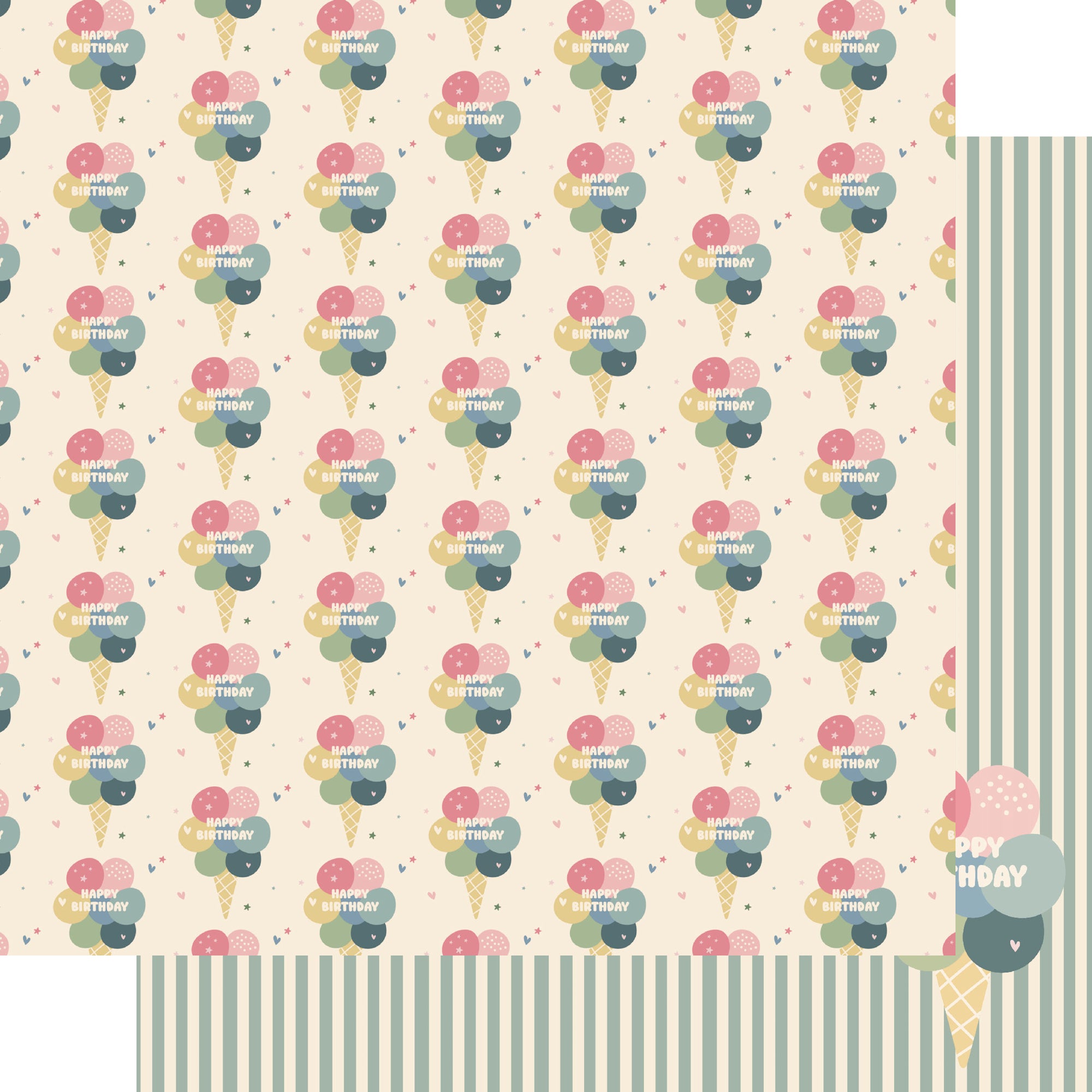 Happy Birthday Collection Balloon Bouquet 12 x 12 Double-Sided Scrapbook Paper by SSC Designs
