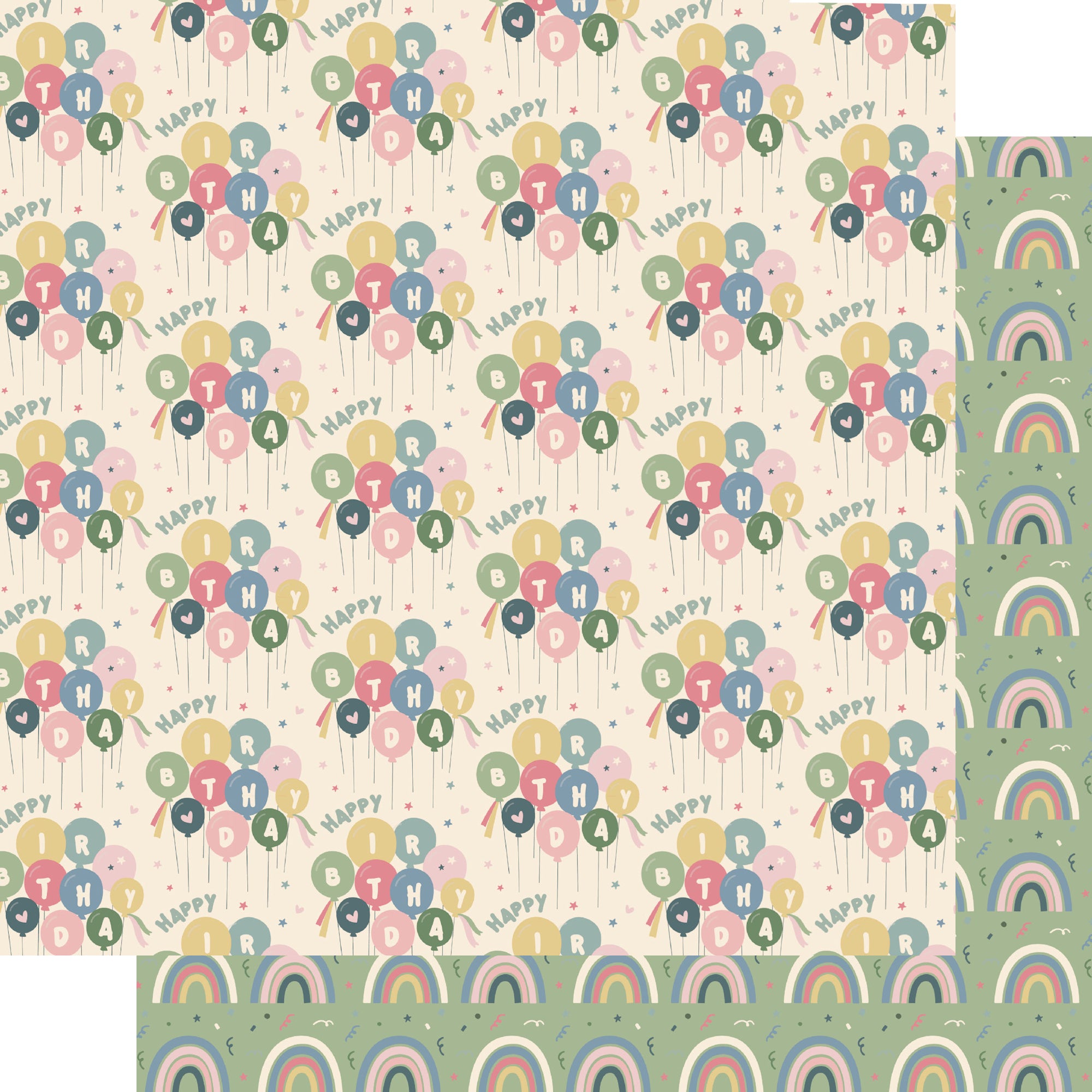 Happy Birthday Collection Rainbow Wishes 12 x 12 Double-Sided Scrapbook Paper by SSC Designs