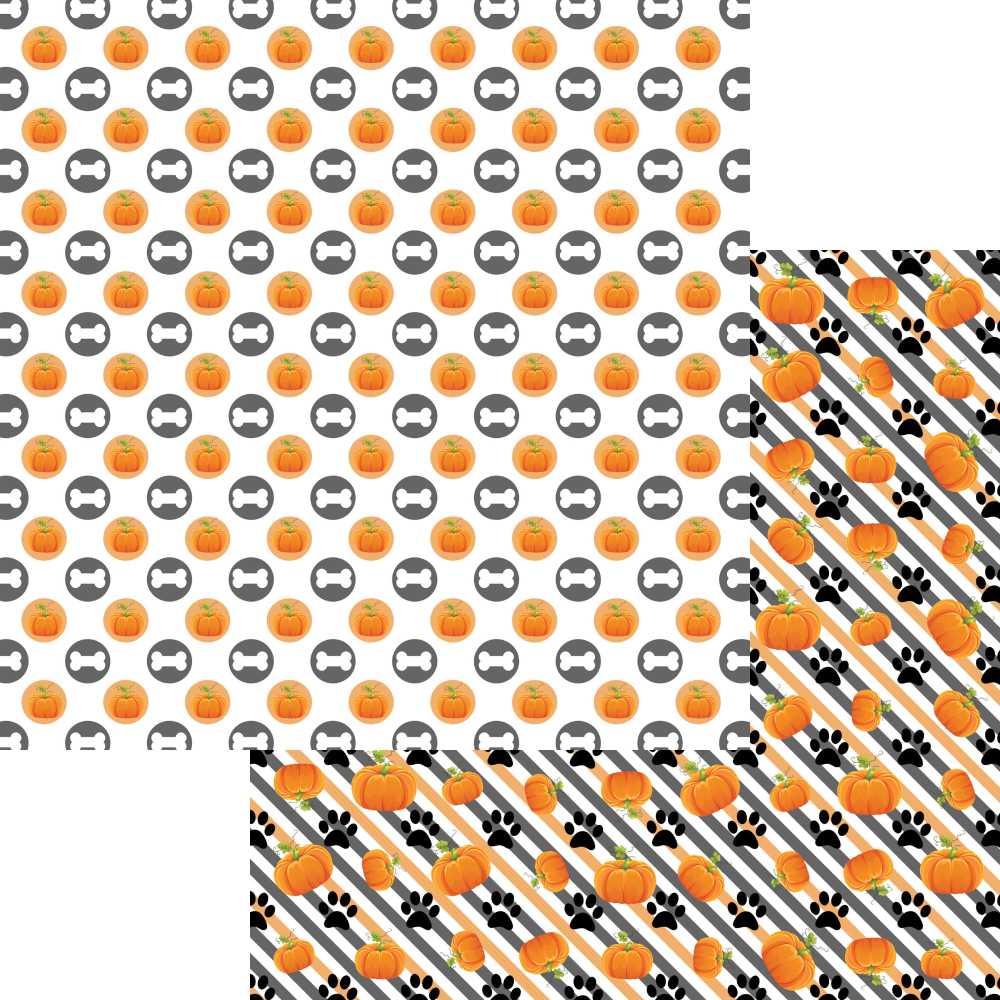 Happy Bow-Wow-Ween Collection Dem Bones 12 x 12 Double-Sided Scrapbook Paper by SSC Designs