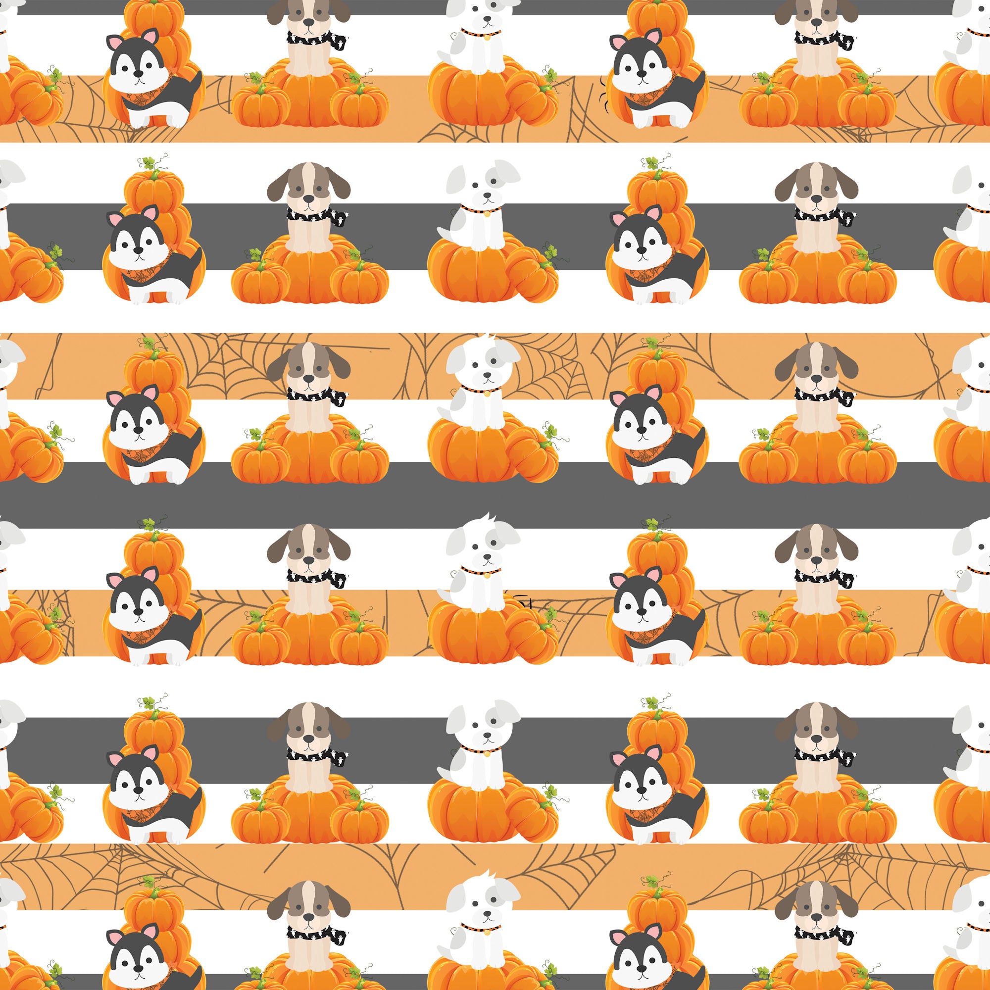 Happy Bow-Wow-Ween Collection Puppy Pumpkin Party 12 x 12 Double-Sided Scrapbook Paper by SSC Designs