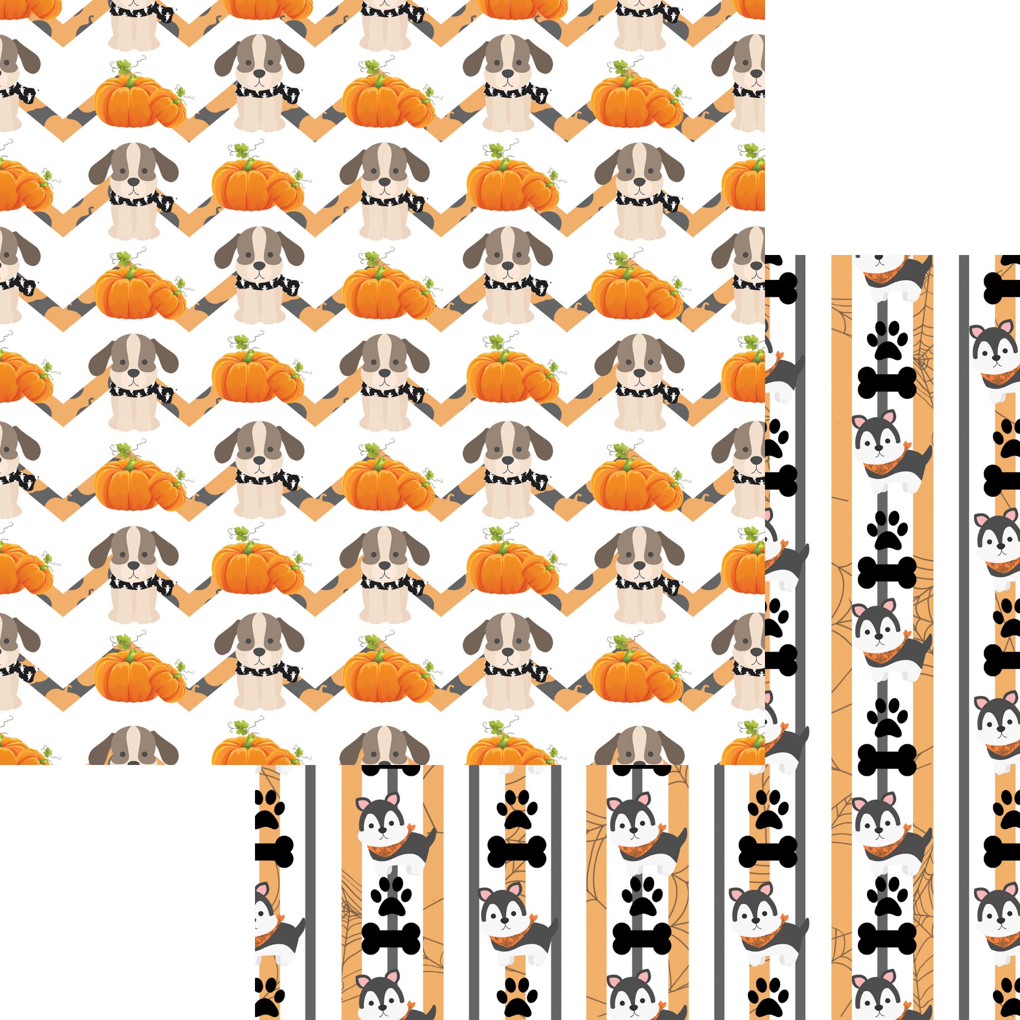 Happy Bow-Wow-Ween Collection Groovy Ghosts 12 x 12 Double-Sided Scrapbook Paper by SSC Designs