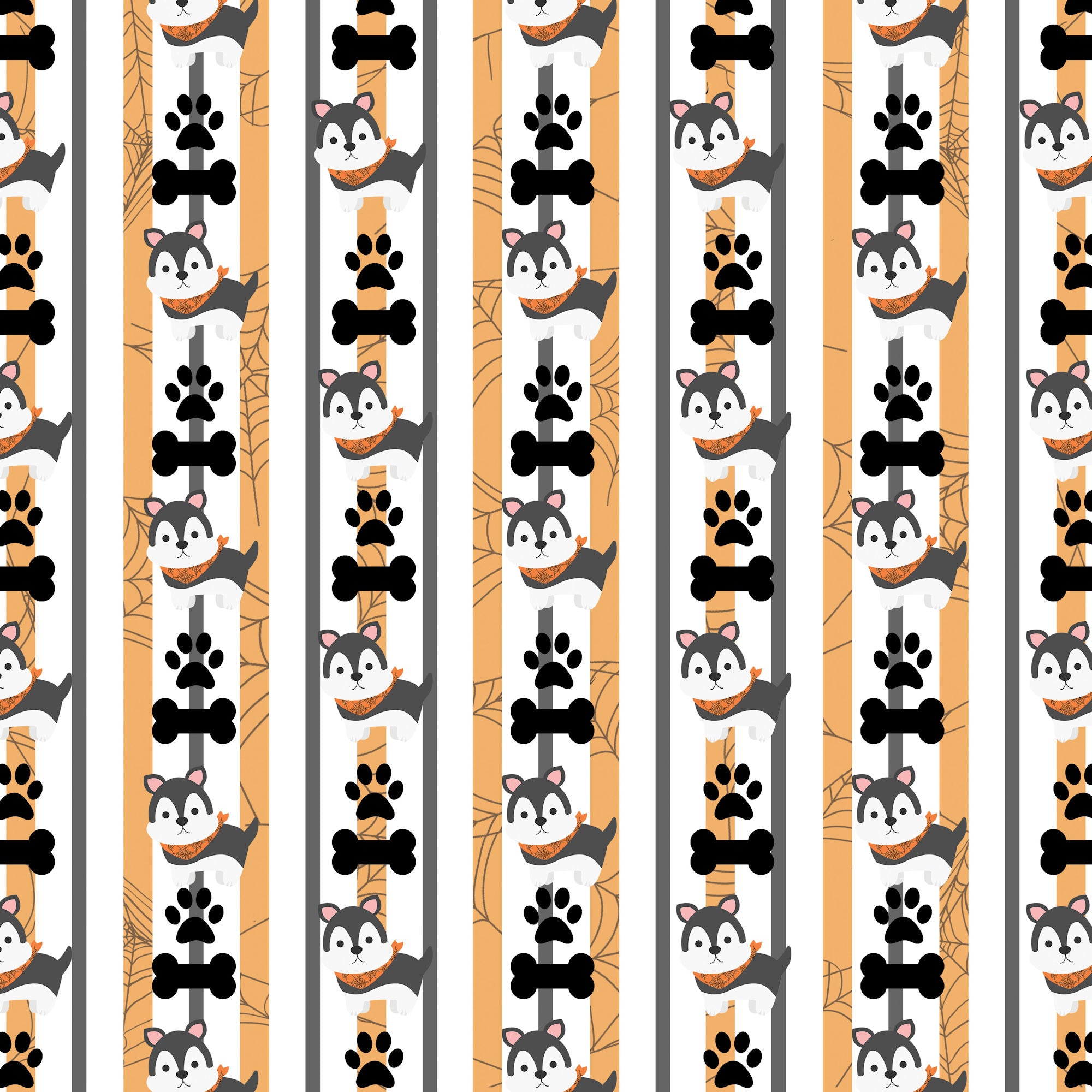 Happy Bow-Wow-Ween Collection Groovy Ghosts 12 x 12 Double-Sided Scrapbook Paper by SSC Designs