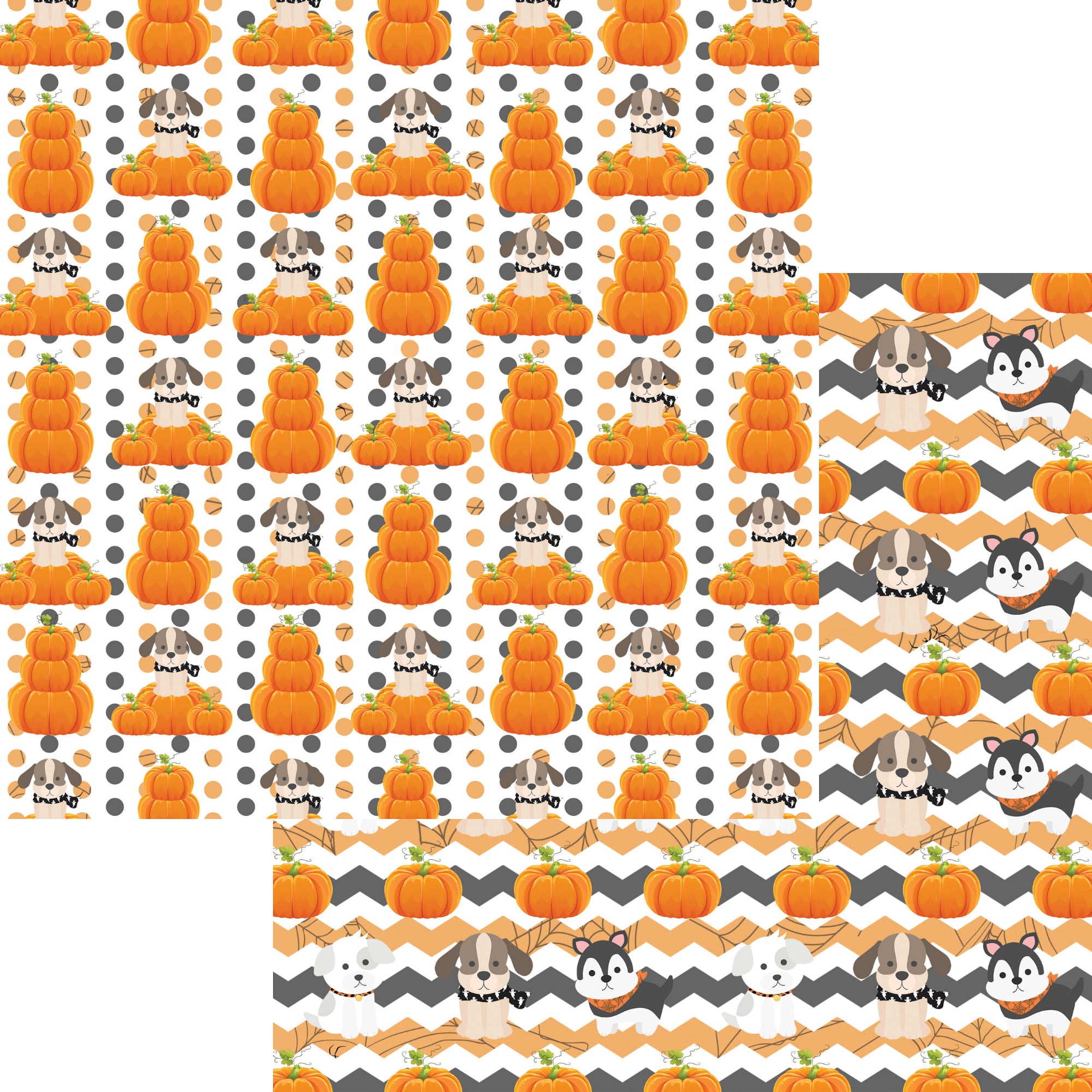 Happy Bow-Wow-Ween Collection Pumpkin Pooches 12 x 12 Double-Sided Scrapbook Paper by SSC Designs