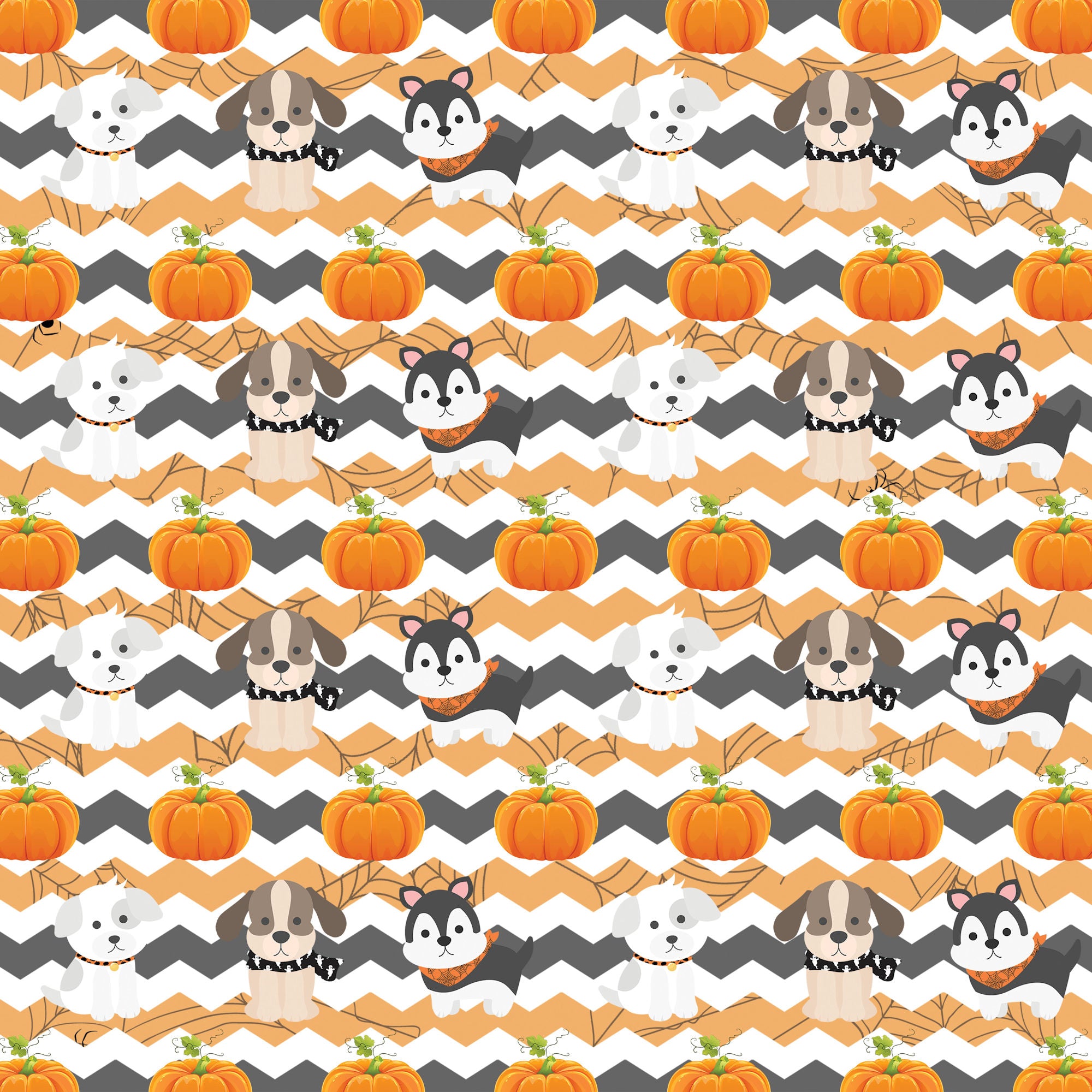 Happy Bow-Wow-Ween Collection Pumpkin Pooches 12 x 12 Double-Sided Scrapbook Paper by SSC Designs