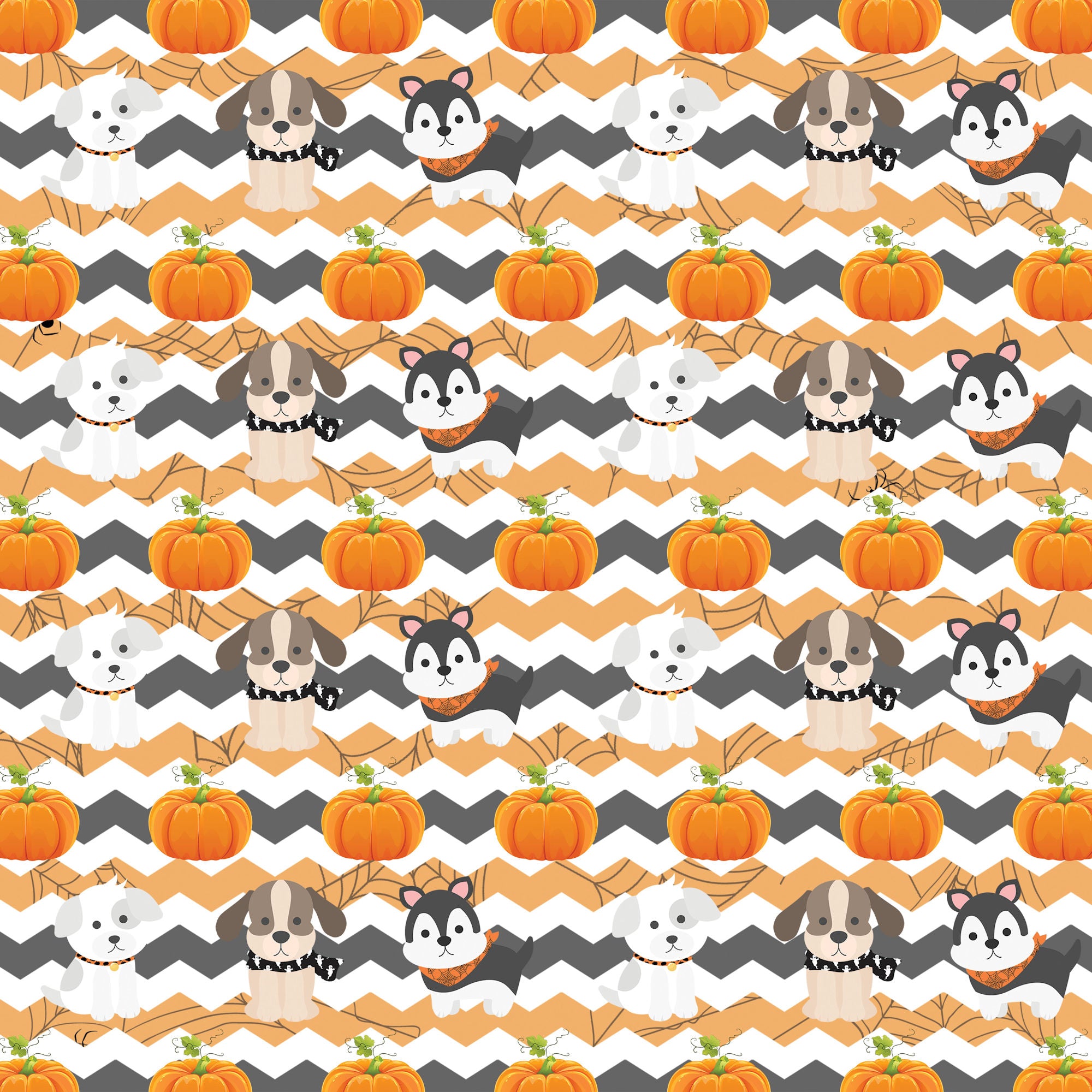 Happy Bow-Wow-Ween Collection Pumpkin Pooches 12 x 12 Double-Sided Scrapbook Paper by SSC Designs