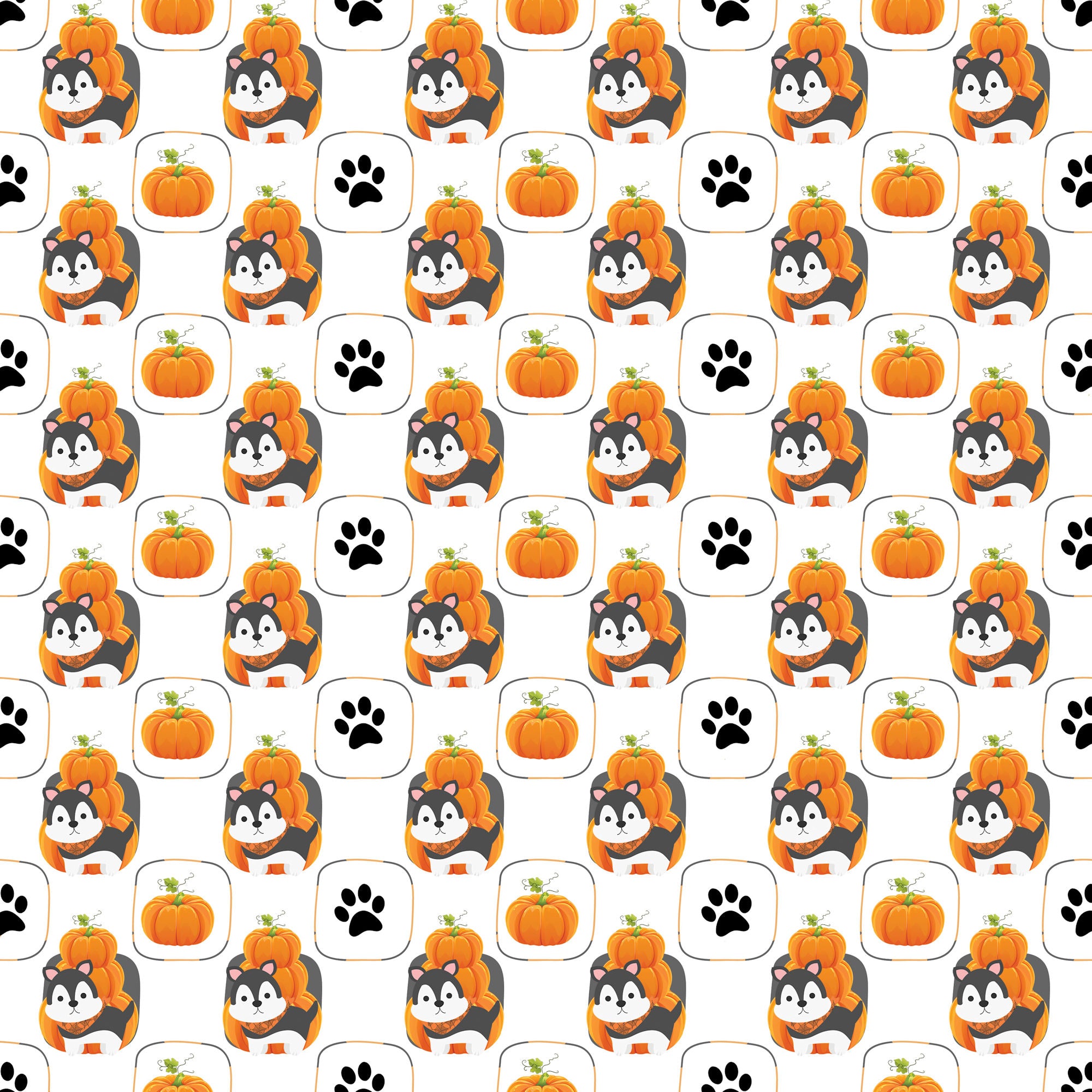 Happy Bow-Wow-Ween Collection Pumpkin Puppy Poses 12 x 12 Double-Sided Scrapbook Paper by SSC Designs