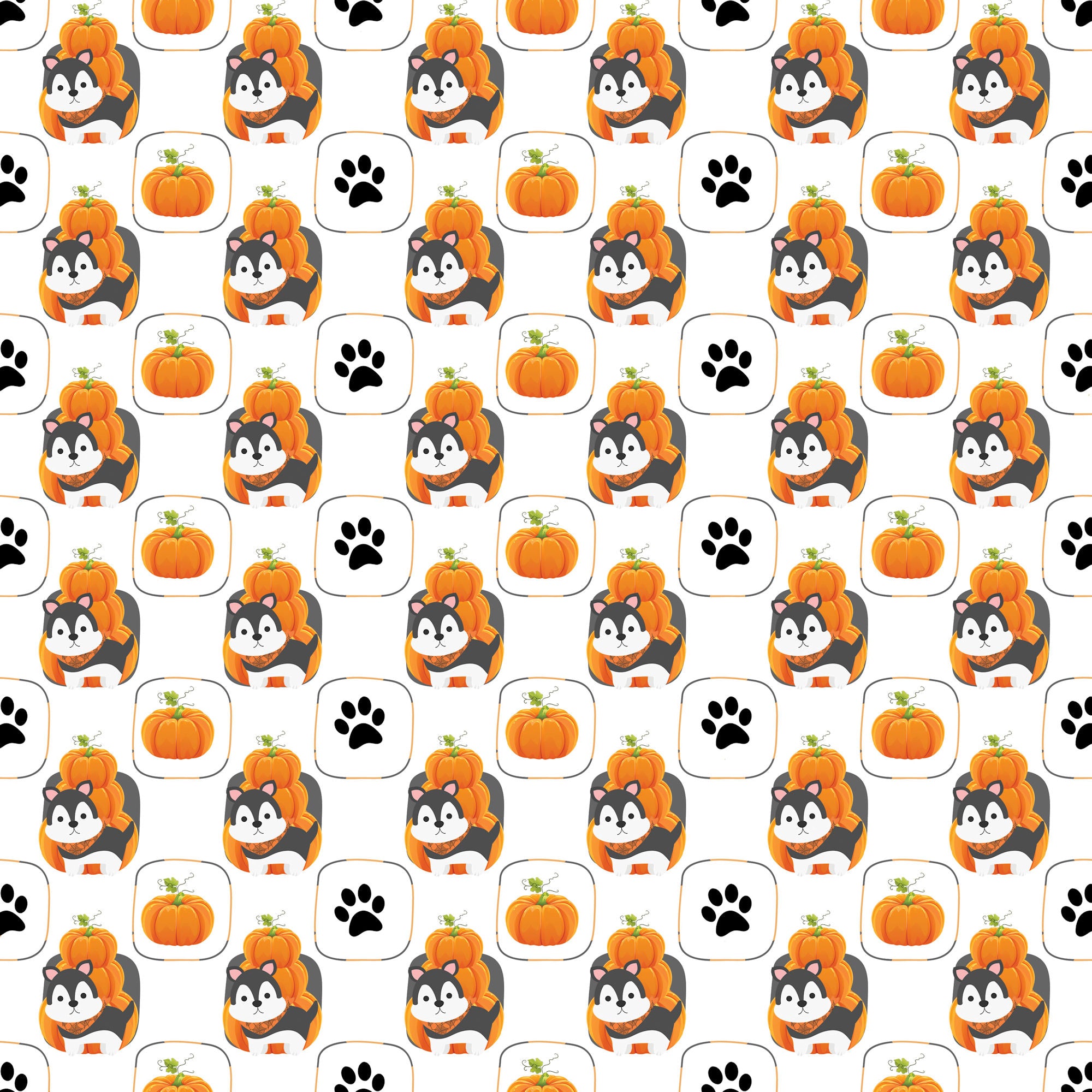 Happy Bow-Wow-Ween Collection Pumpkin Puppy Poses 12 x 12 Double-Sided Scrapbook Paper by SSC Designs