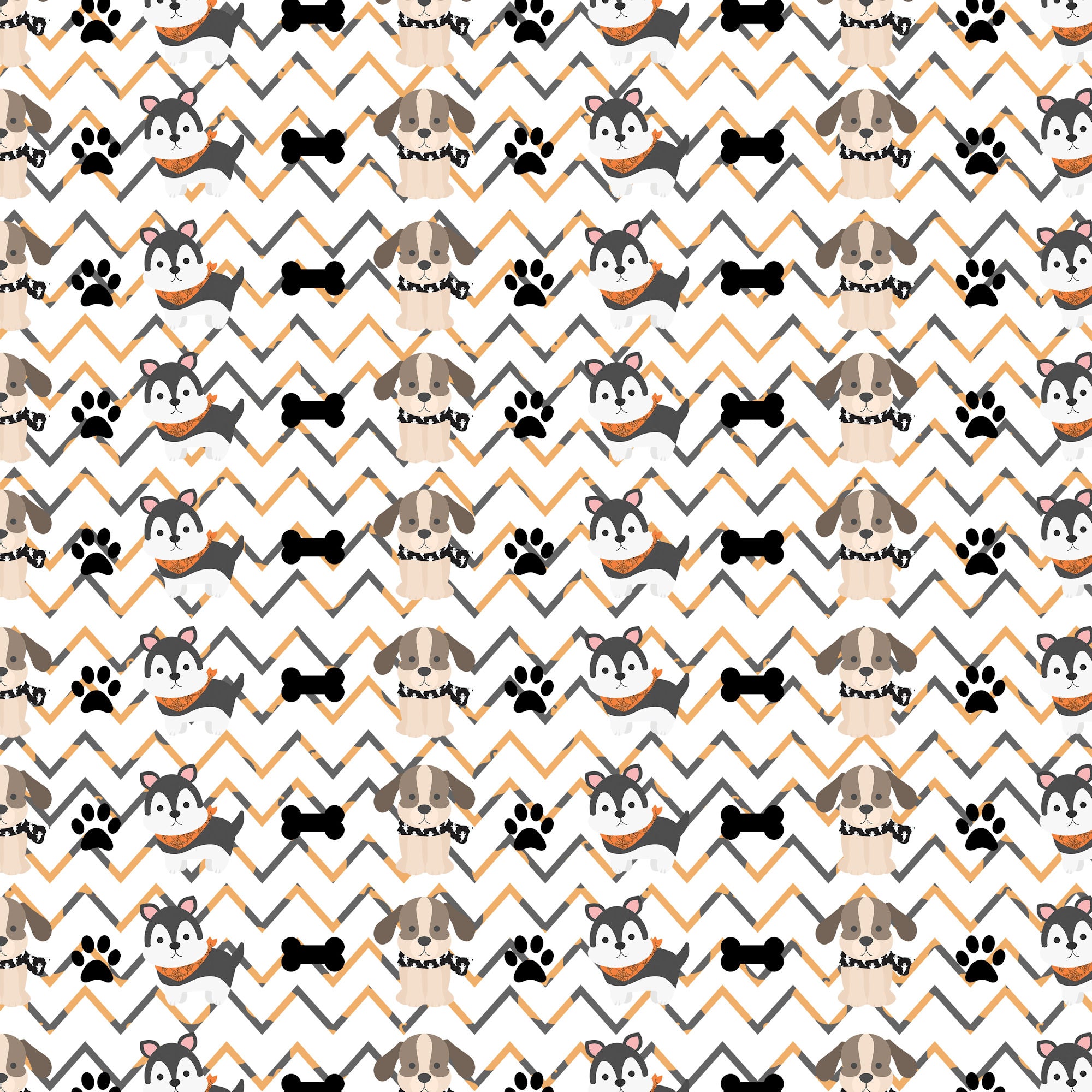 Happy Bow-Wow-Ween Collection Puppy Pumpkin Love 12 x 12 Double-Sided Scrapbook Paper by SSC Designs