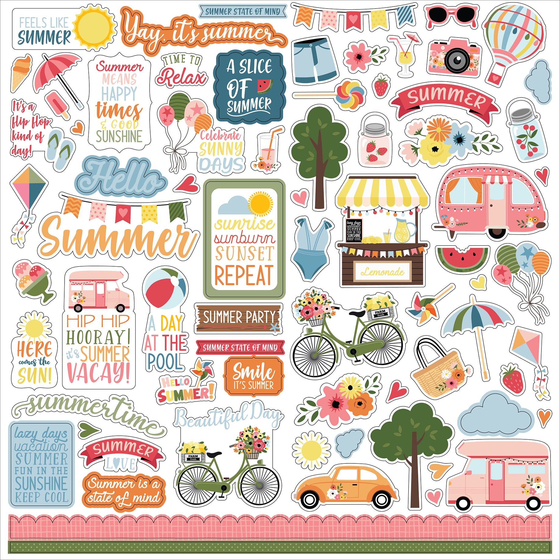 Here Comes The Sun Scrapbook Paper & Sticker Collection Kit by Echo Park Paper - 13 Pieces