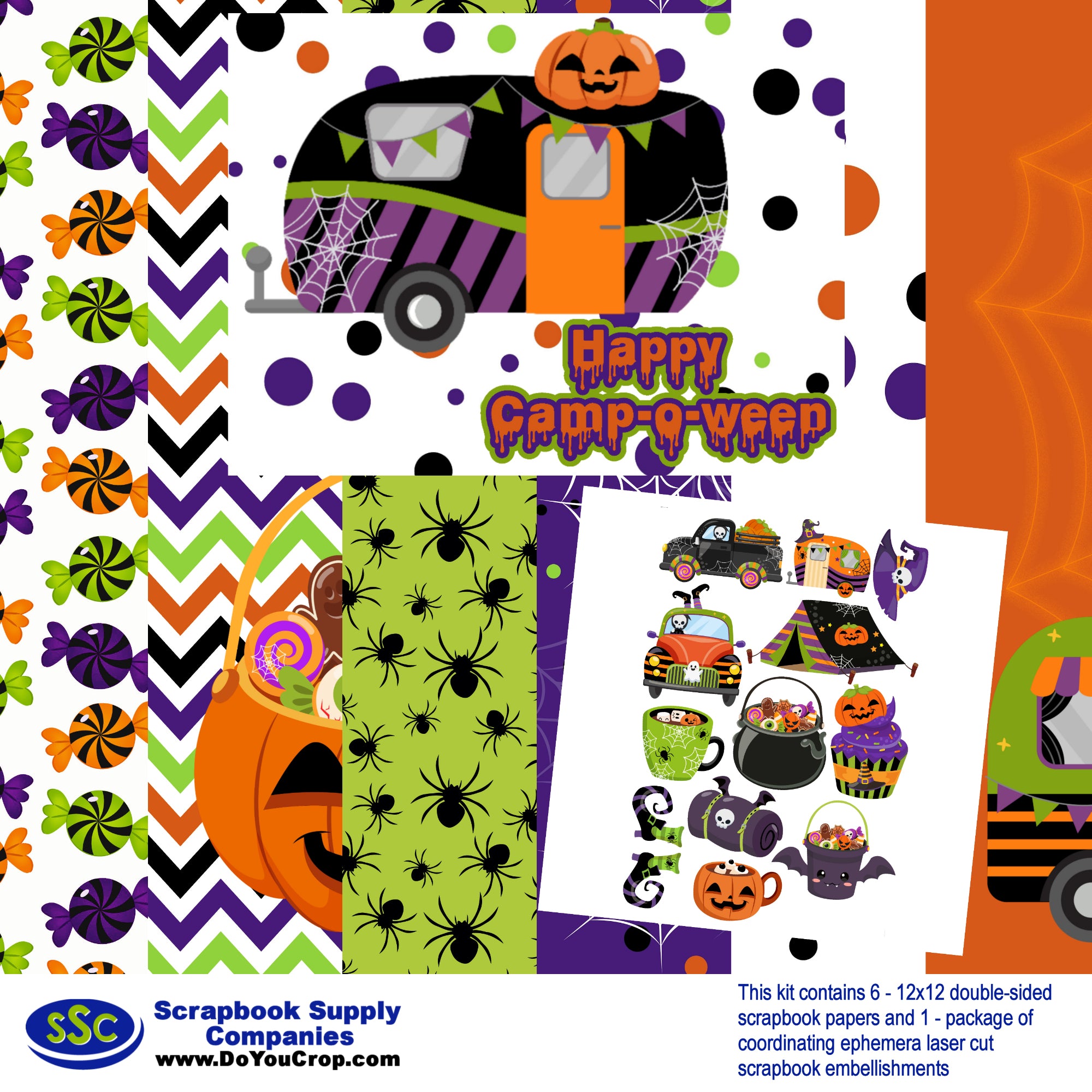 Happy Camp-o-ween 12 x 12 Scrapbook Paper & Embellishment Kit by SSC Designs