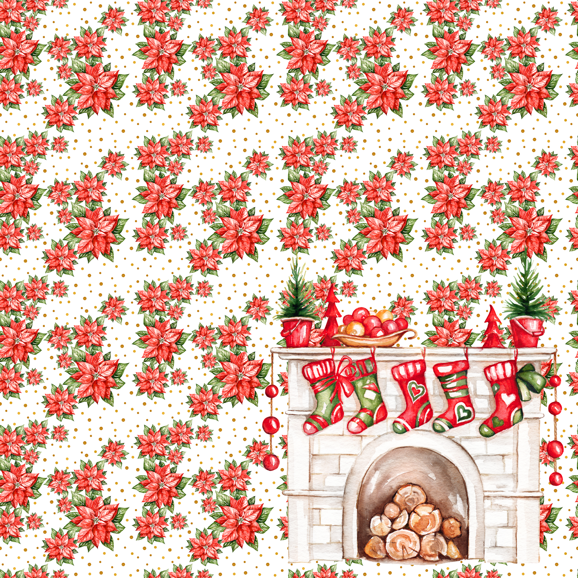 Home For Christmas Collection Cozy Fireplace 12 x 12 Double-Sided Scrapbook Paper by SSC Designs