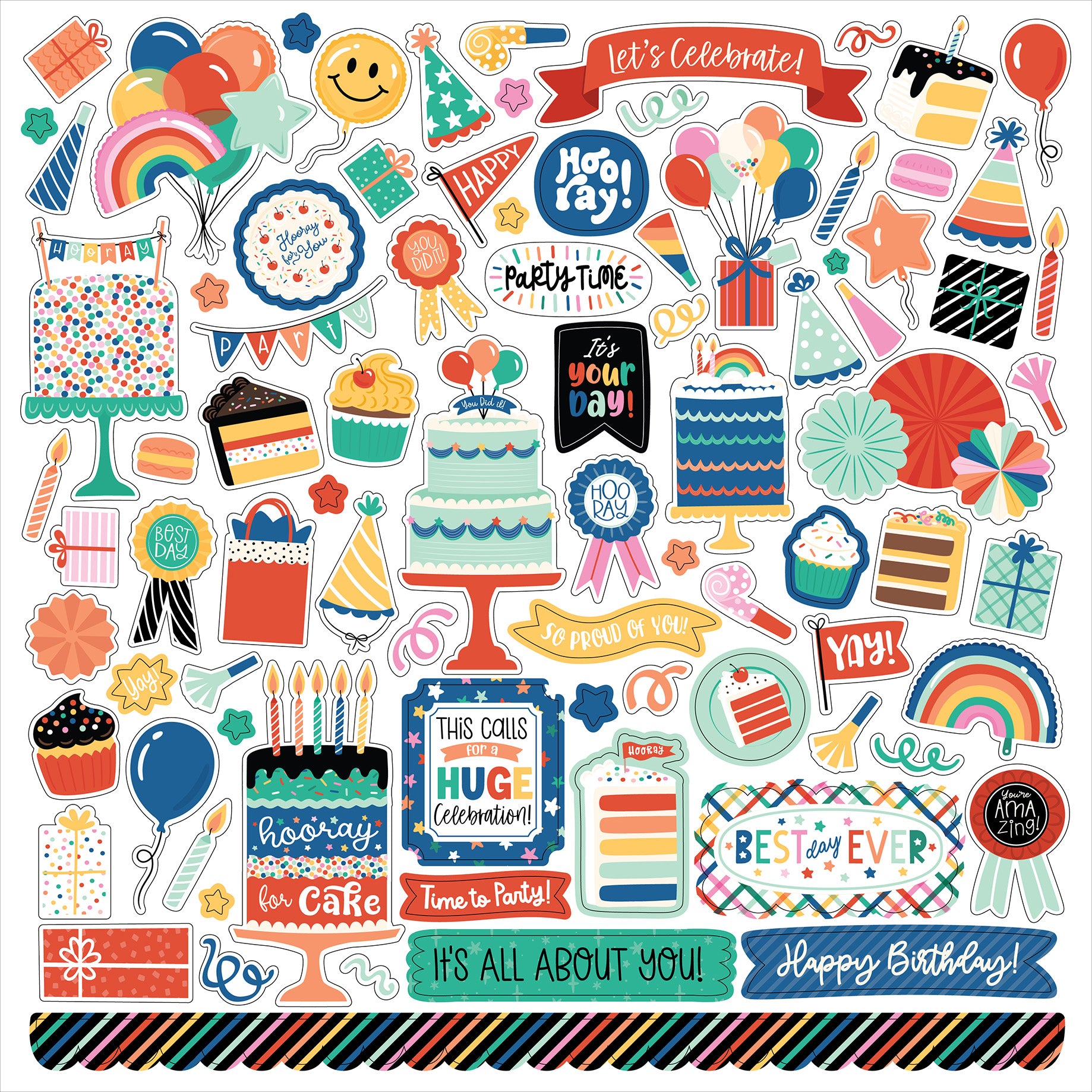 Hip Hip Hooray Birthday Collection 12 x 12 Scrapbook Collection Kit by Echo Park Paper