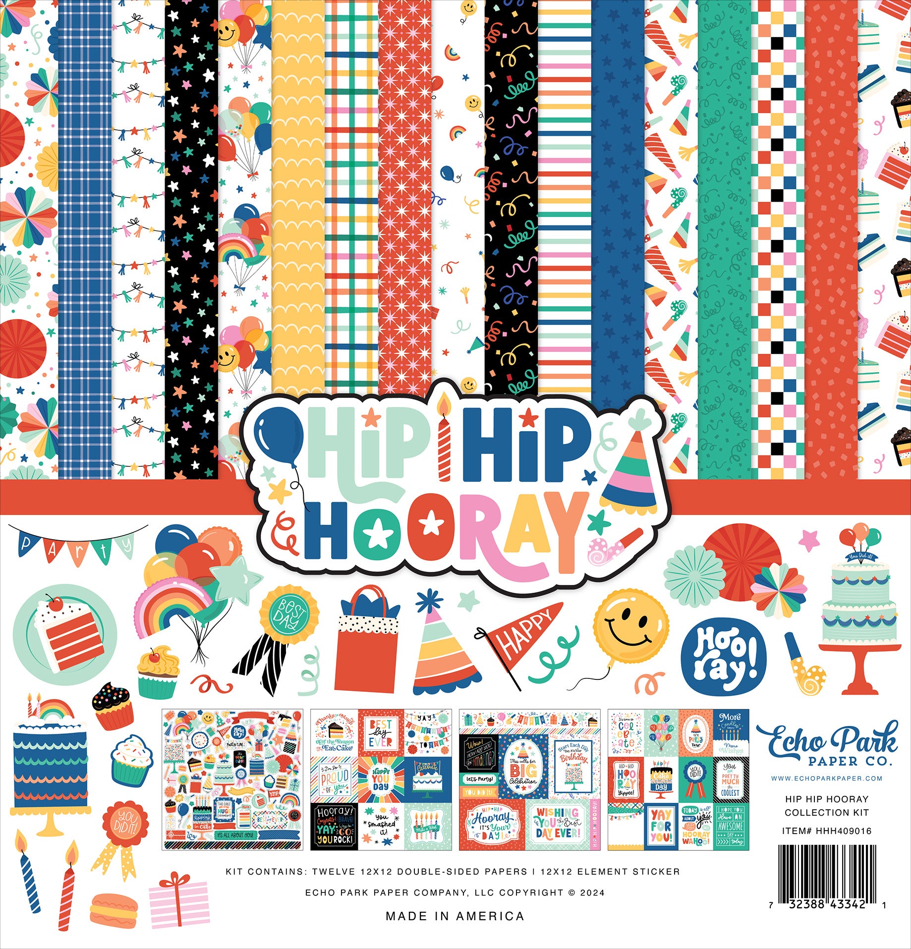 Hip Hip Hooray Birthday Collection 12 x 12 Scrapbook Collection Kit by Echo Park Paper