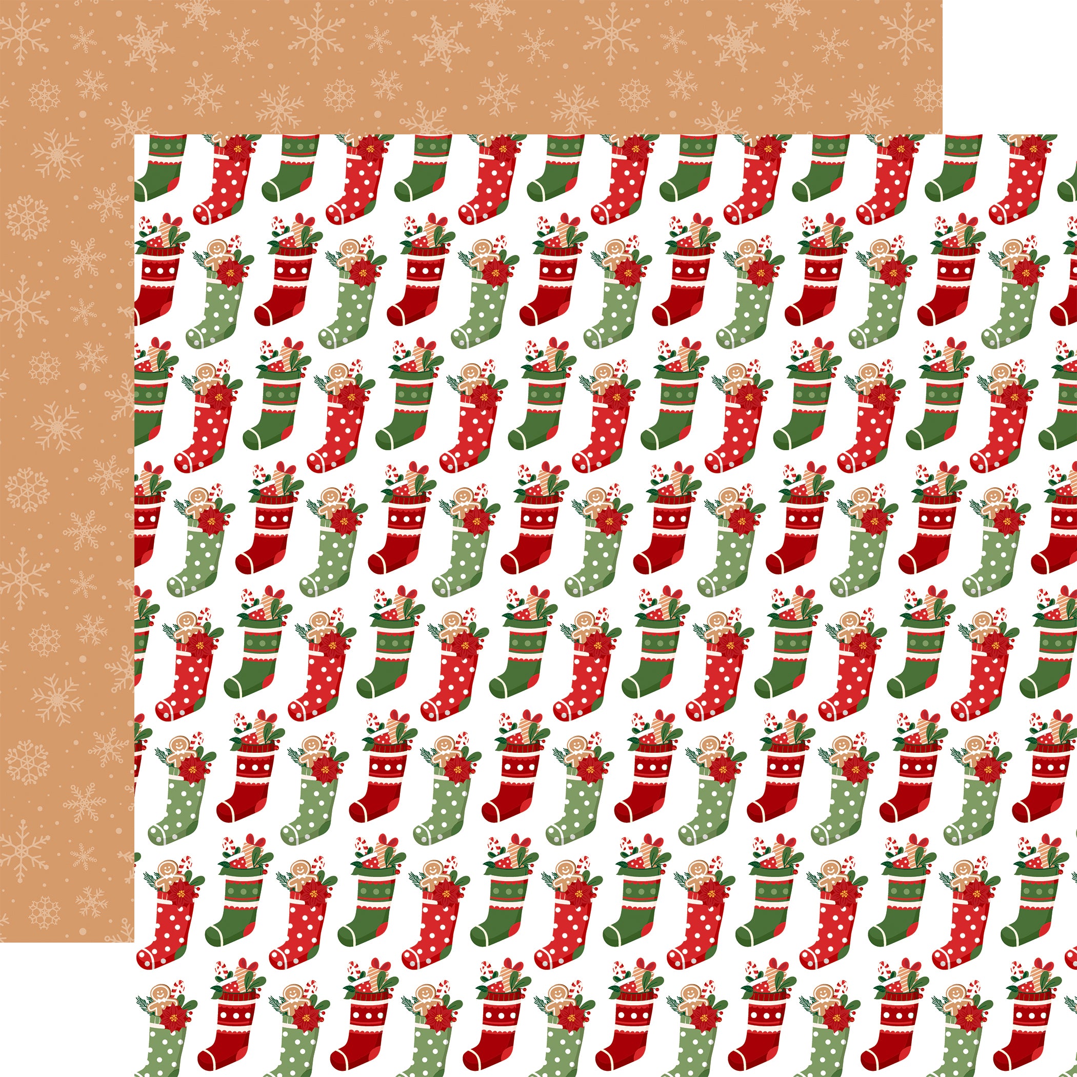 Have A Holly Jolly Christmas Collection Cookie Stockings 12 x 12 Double-Sided Scrapbook Paper by Echo Park Paper