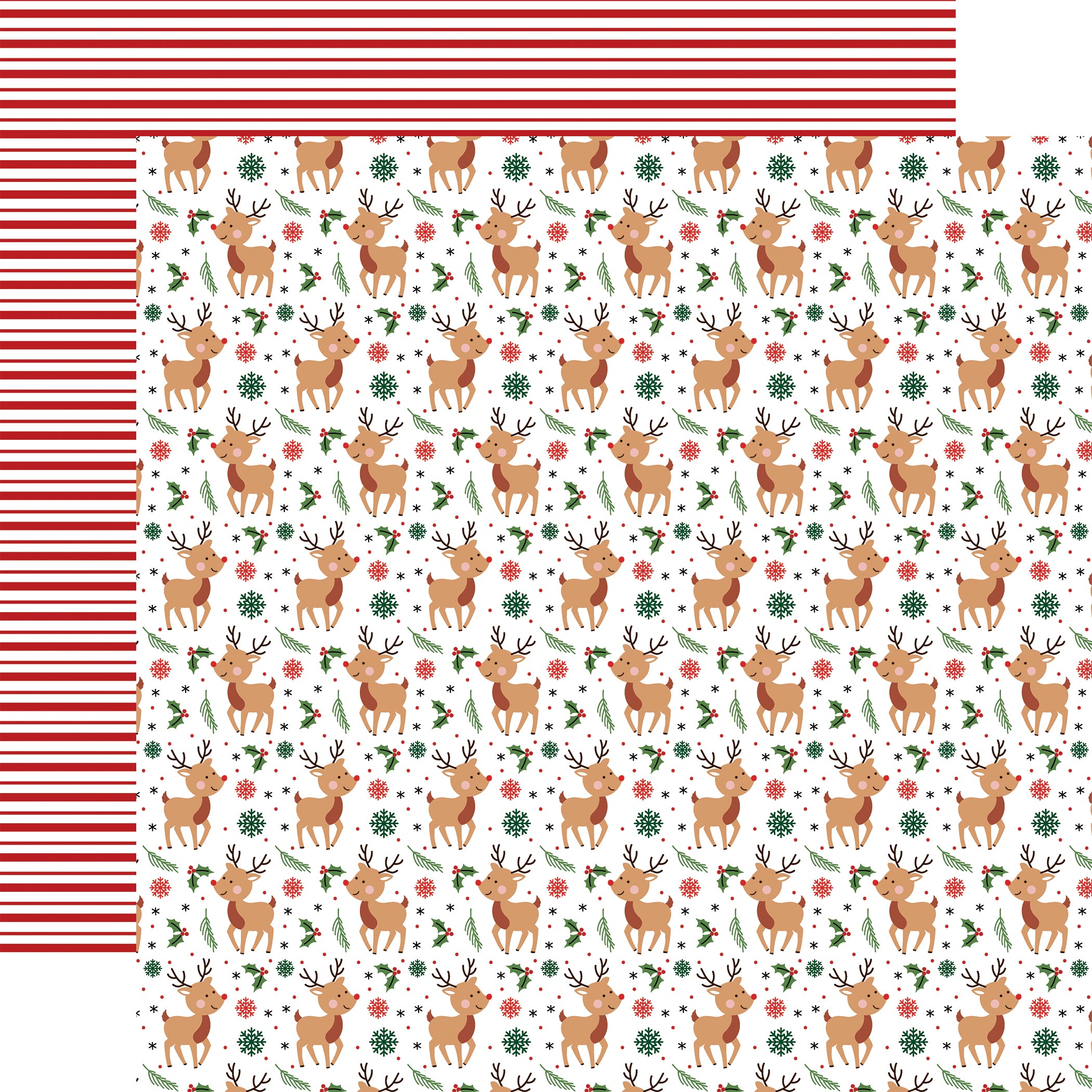 Have A Holly Jolly Christmas Collection Dashing Deer 12 x 12 Double-Sided Scrapbook Paper by Echo Park Paper