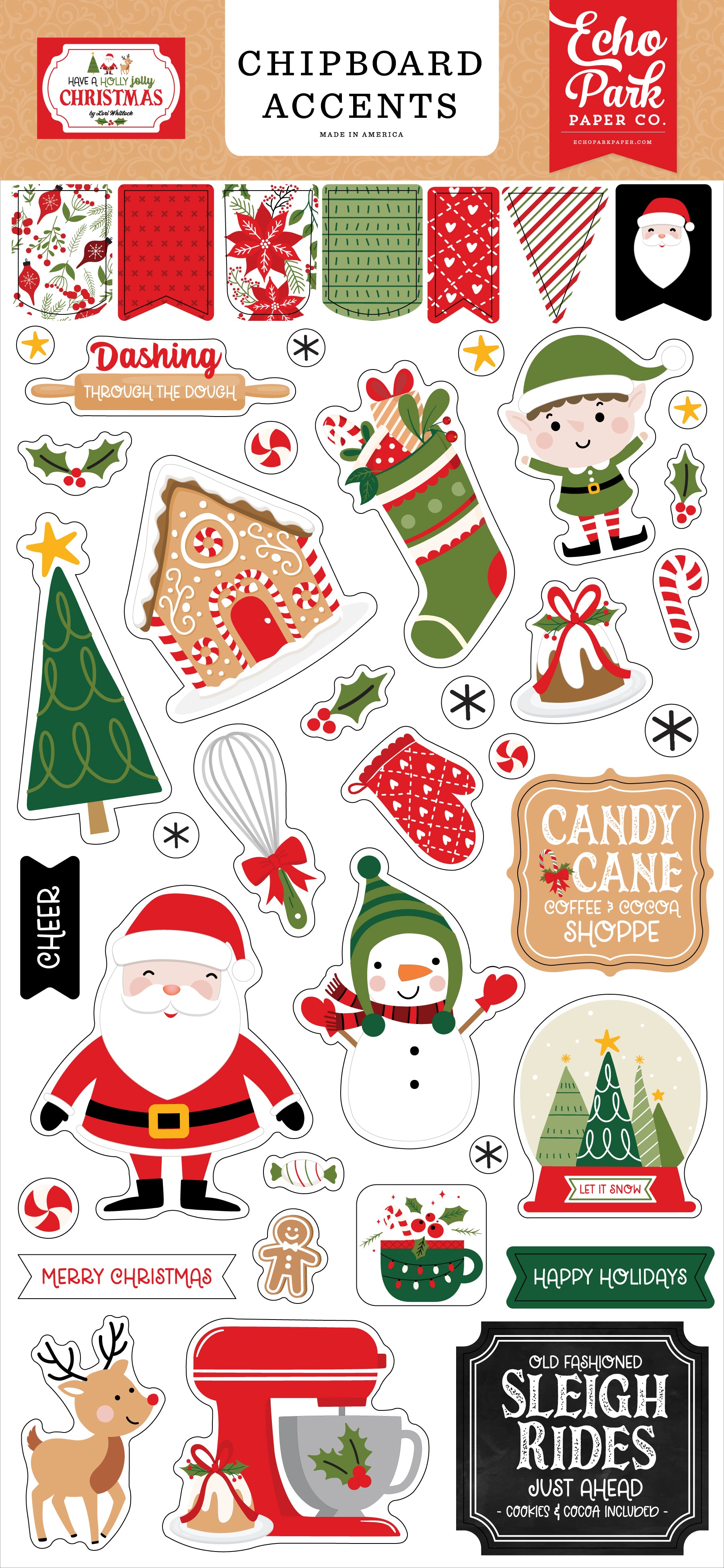 Have A Holly Jolly Christmas Collection 6 x 12 Scrapbook Chipboard Accents by Echo Park Paper