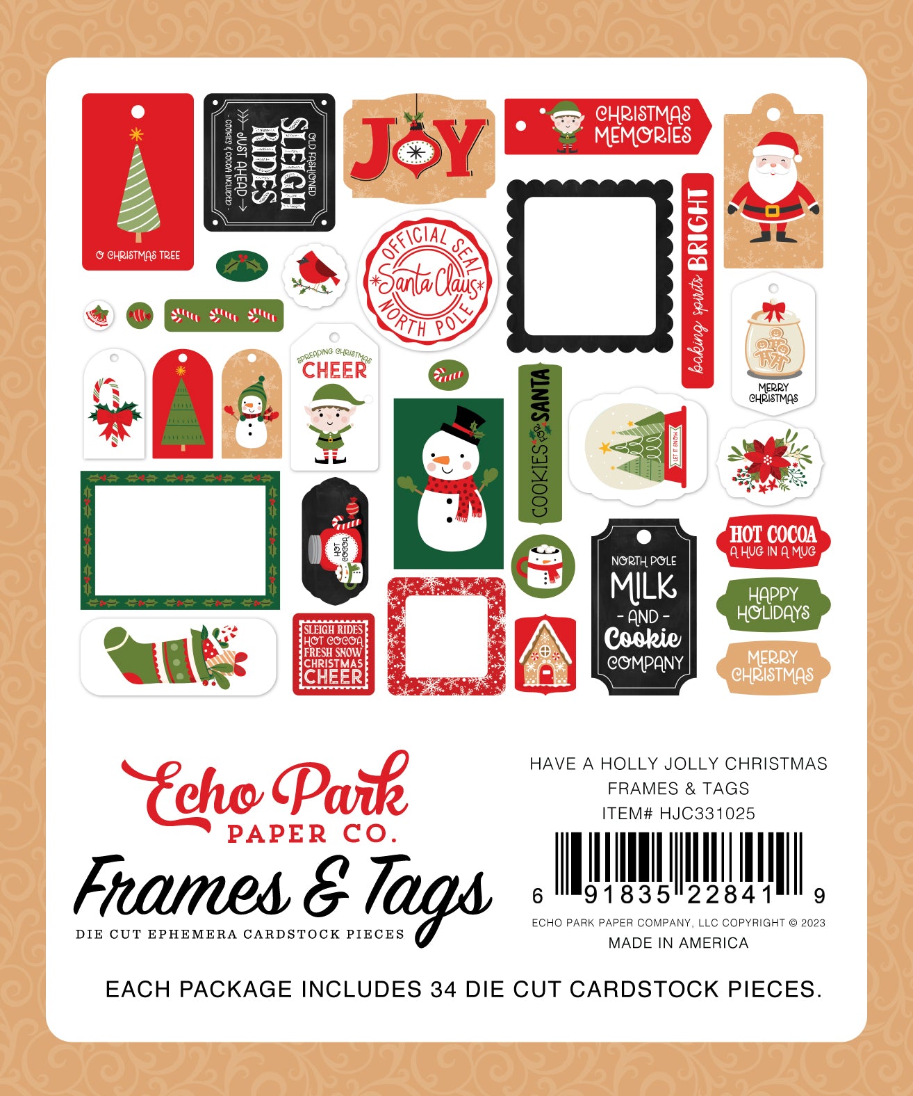 Have A Holly Jolly Christmas Collection Scrapbook Frames & Tags by Echo Park