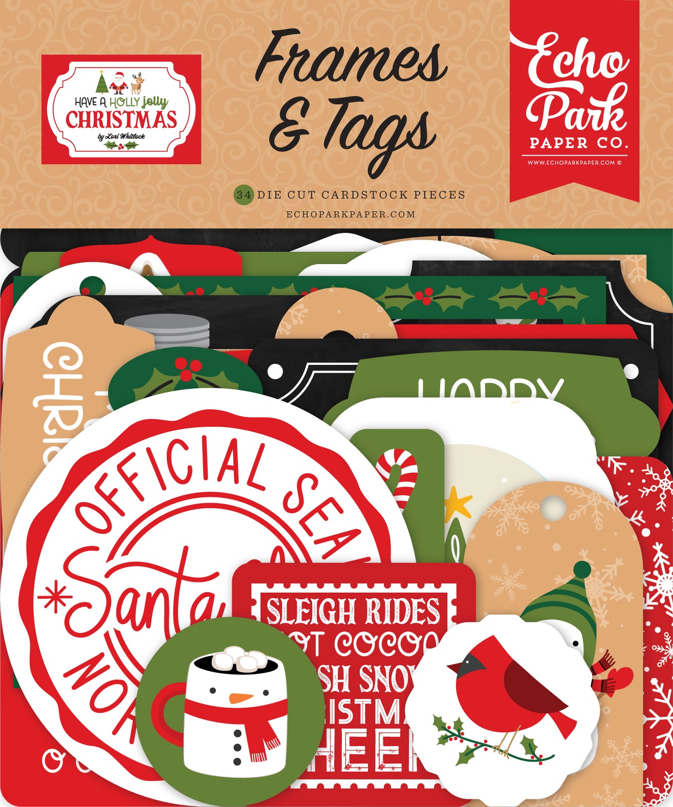 Have A Holly Jolly Christmas Collection Scrapbook Frames & Tags by Echo Park