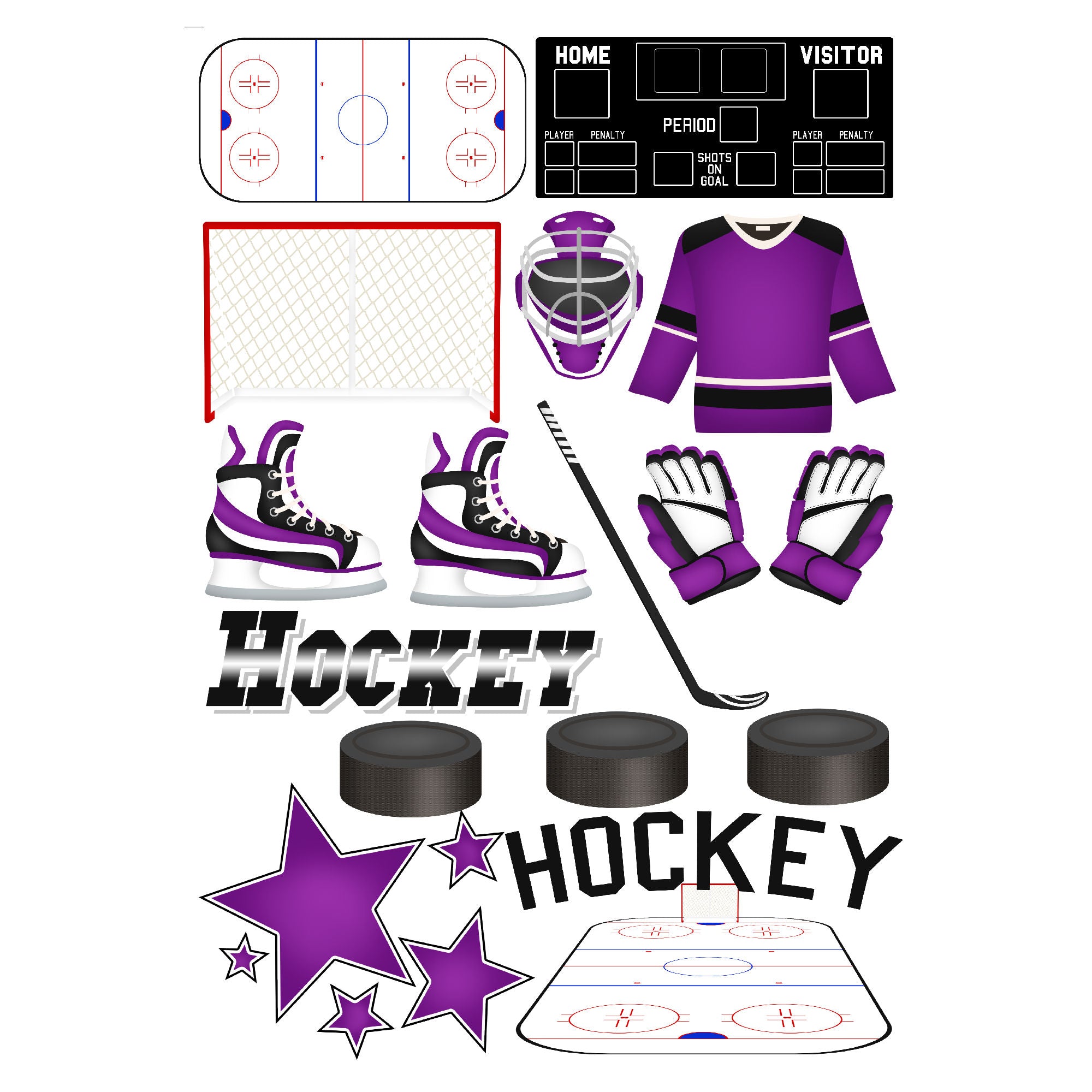 Hockey Season Collection Laser Cut Scrapbook Ephemera Embellishments by SSC Designs