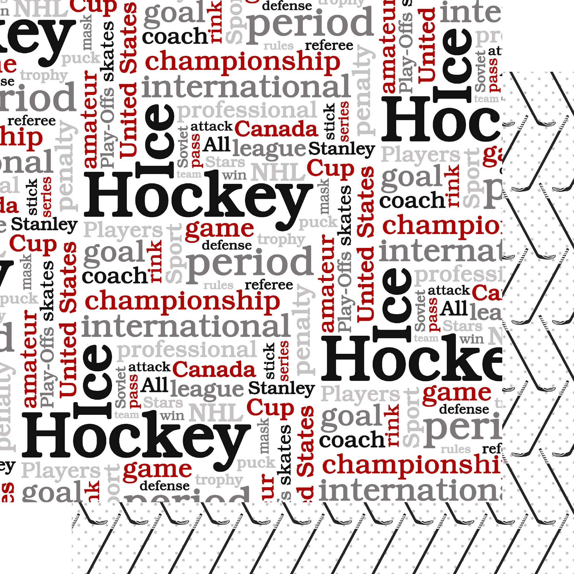 Hockey Season Collection Stick & Score 12 x 12 Double-Sided Scrapbook Paper by SSC Designs