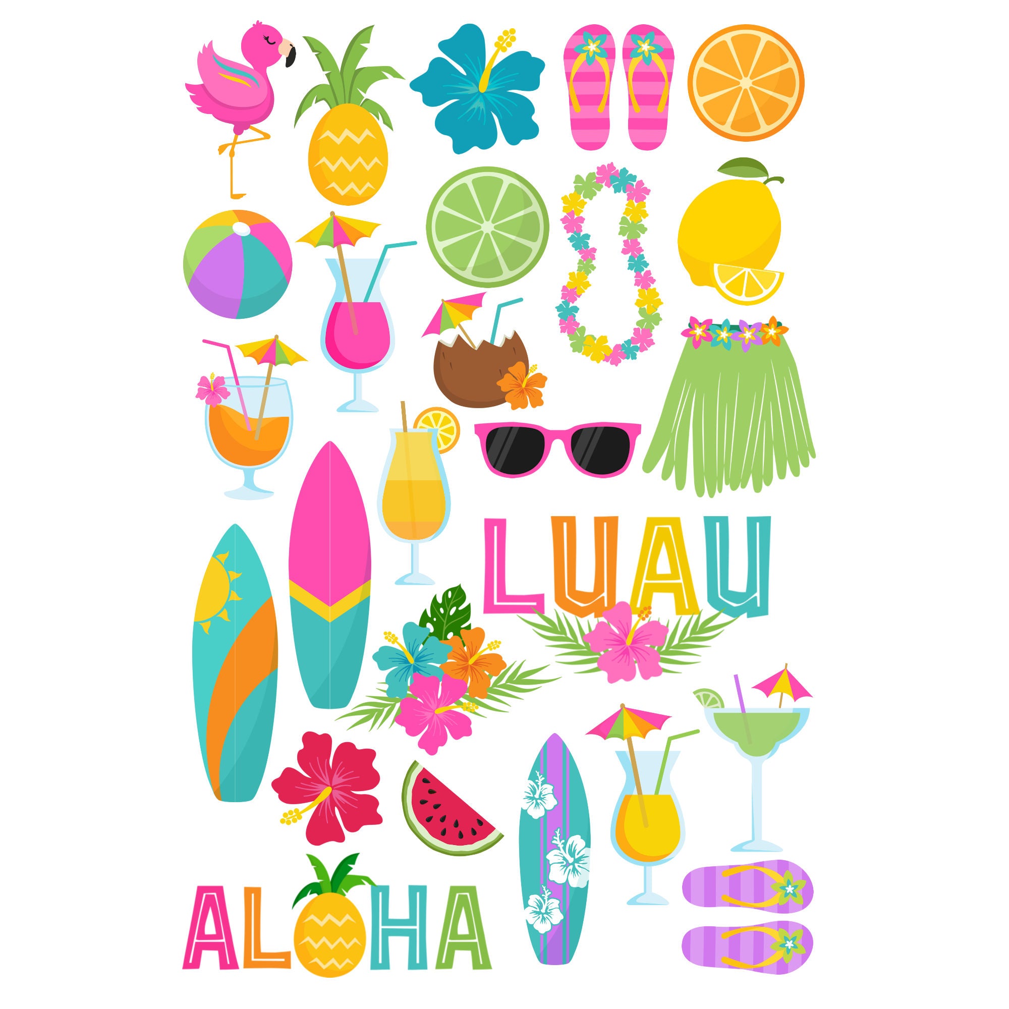 Hawaiian Luau Collection Laser Cut Scrapbook Ephemera Embellishments by SSC Designs