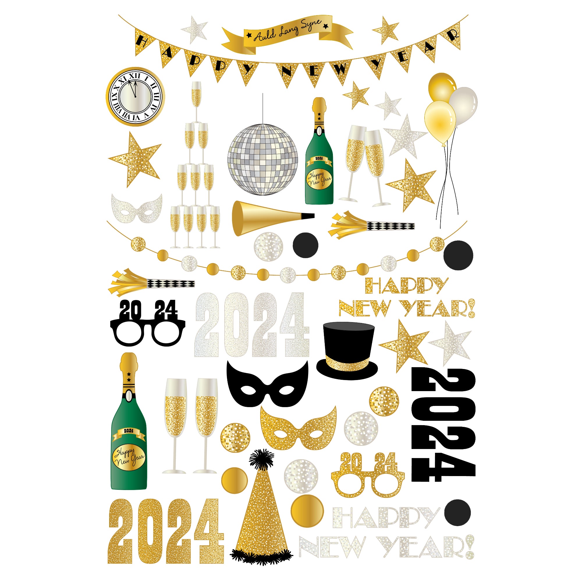 Happy New Year Collection Laser Cut Ephemera Embellishments by SSC Designs