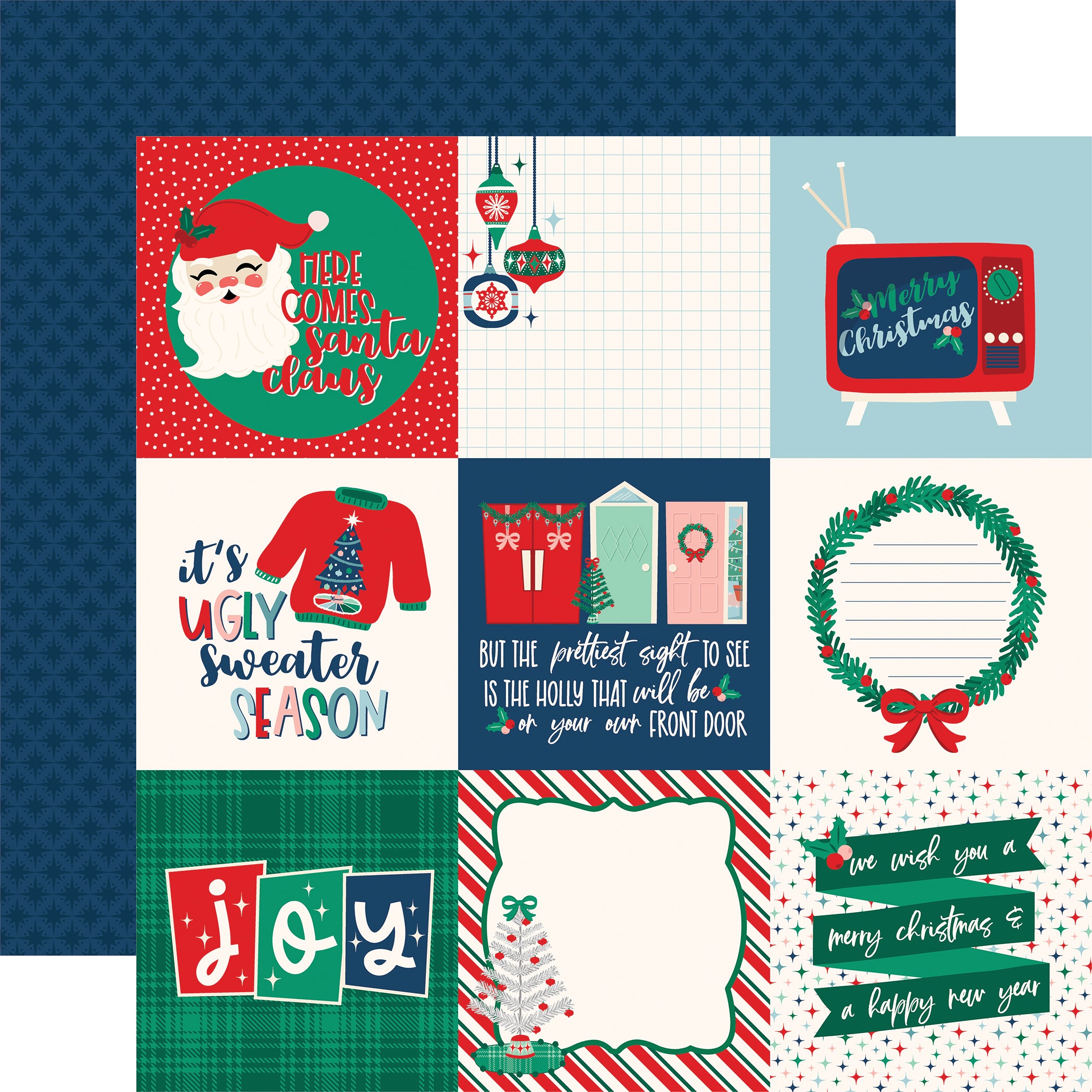 Happy Holidays Collection 4x4 Journaling Cards 12 x 12 Double-Sided Scrapbook Paper by Carta Bella