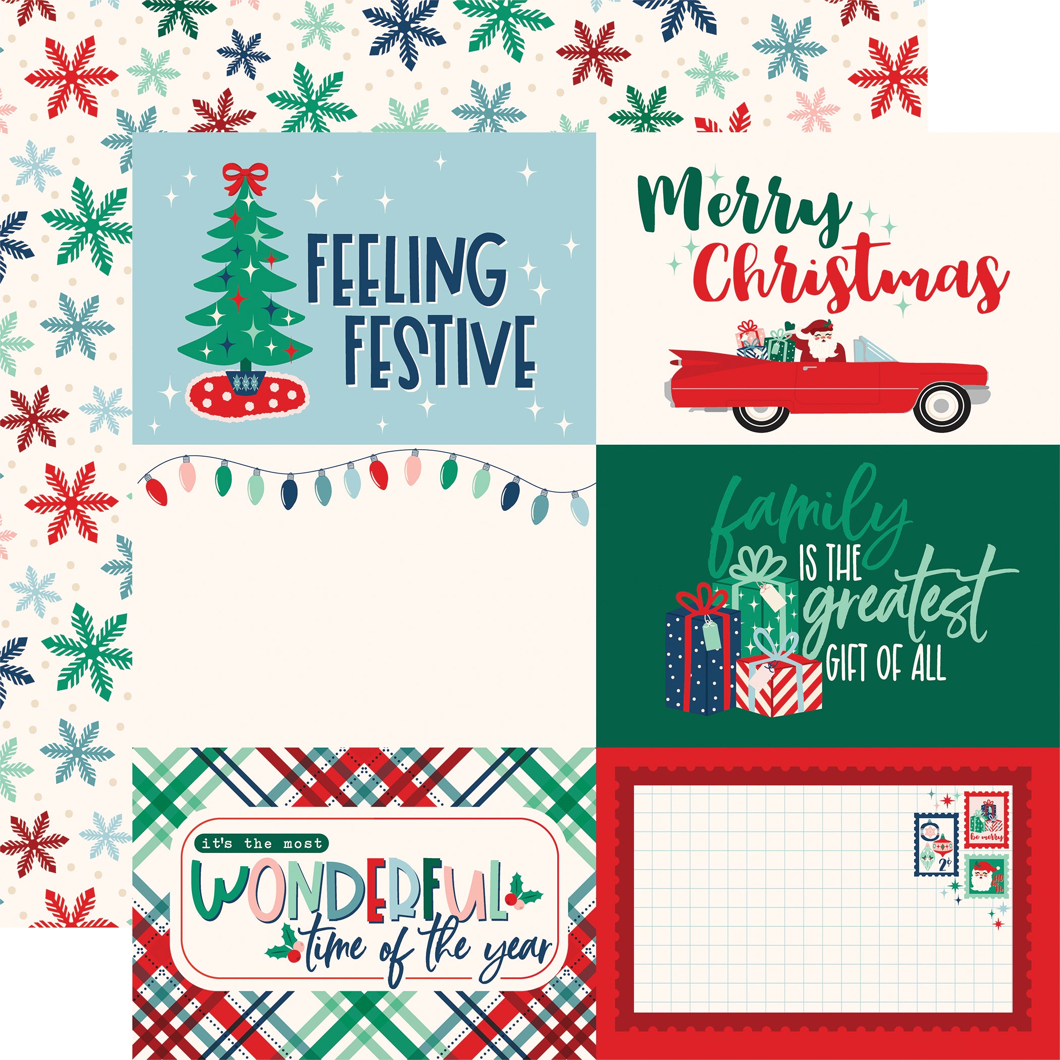 Happy Holidays Collection 6x4 Journaling Cards 12 x 12 Double-Sided Scrapbook Paper by Carta Bella