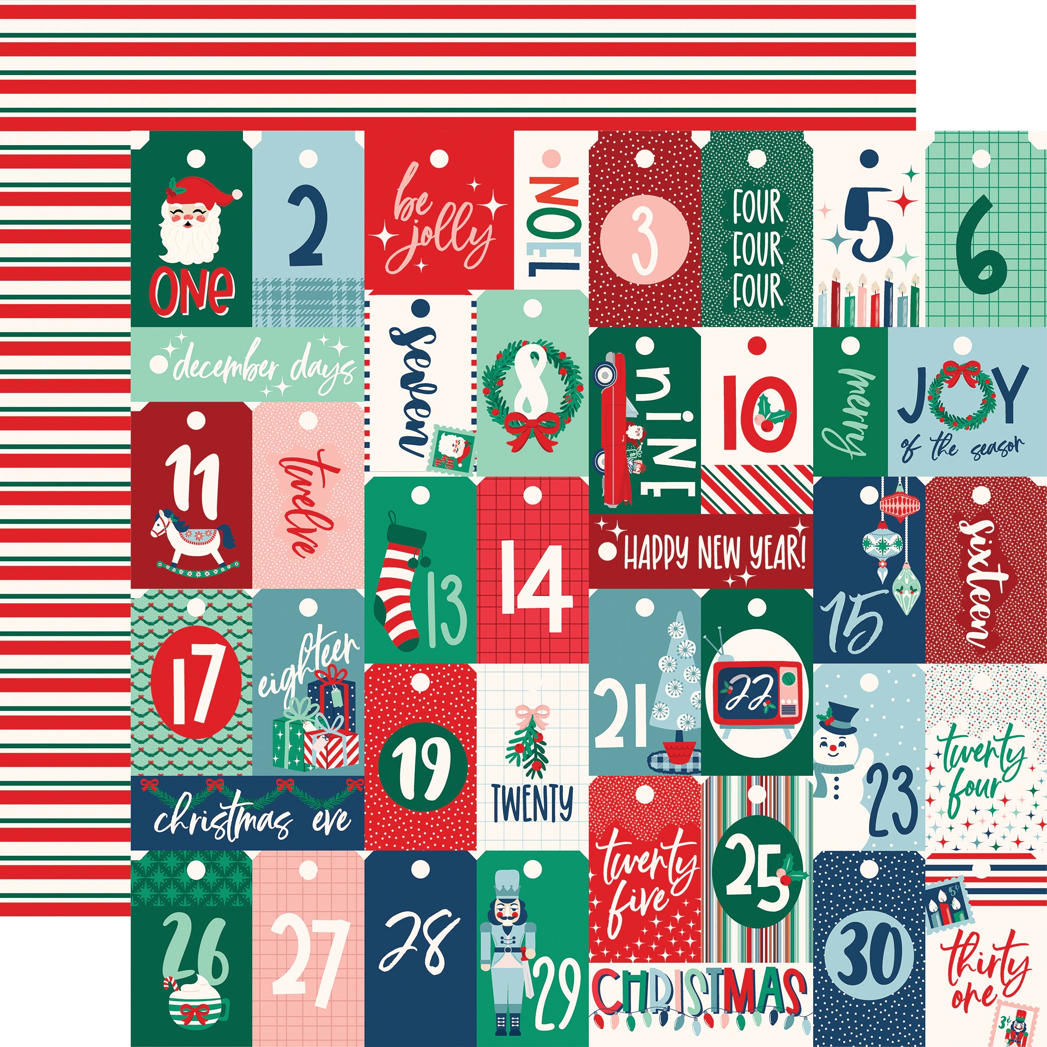 Happy Holidays Collection Gift Tags 12 x 12 Double-Sided Scrapbook Paper by Carta Bella
