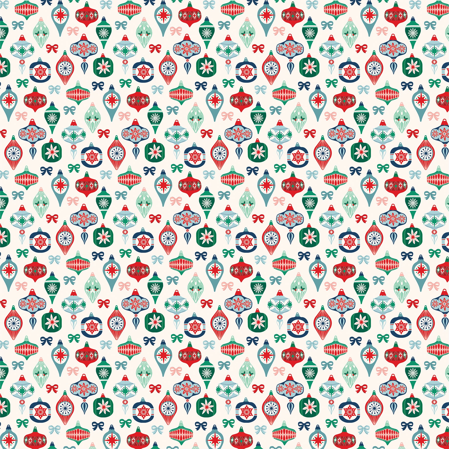Happy Holidays Collection Ornaments And Bows 12 x 12 Double-Sided Scrapbook Paper by Carta Bella