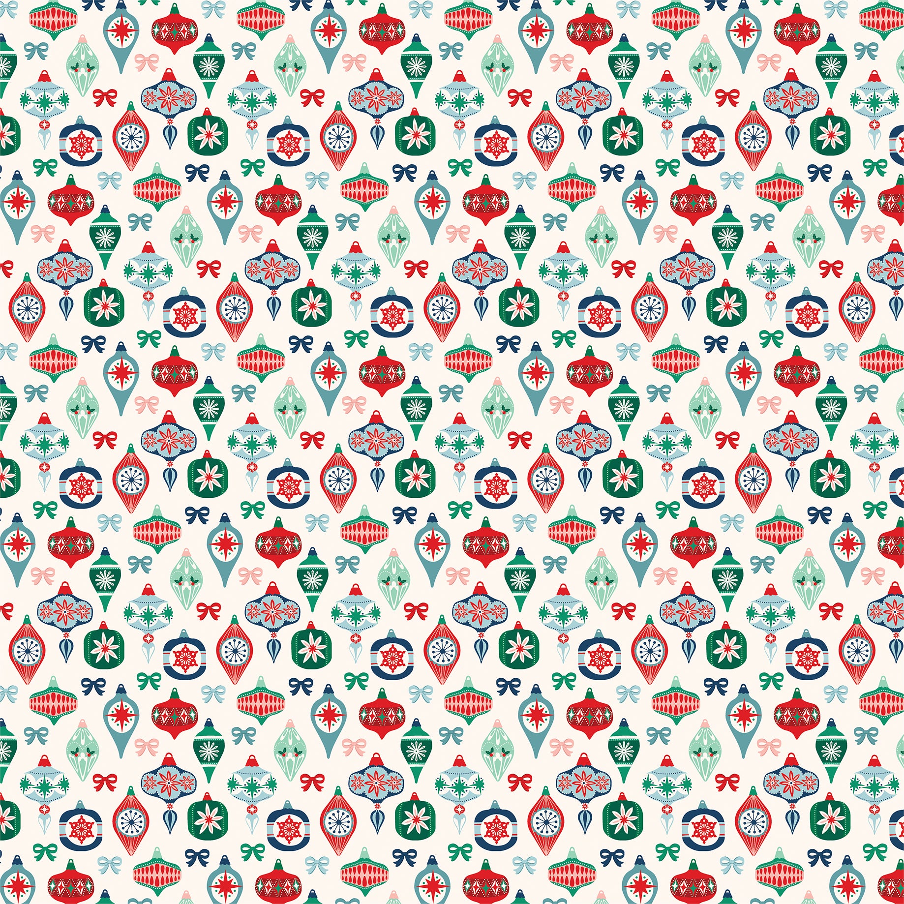Happy Holidays Collection Ornaments And Bows 12 x 12 Double-Sided Scrapbook Paper by Carta Bella