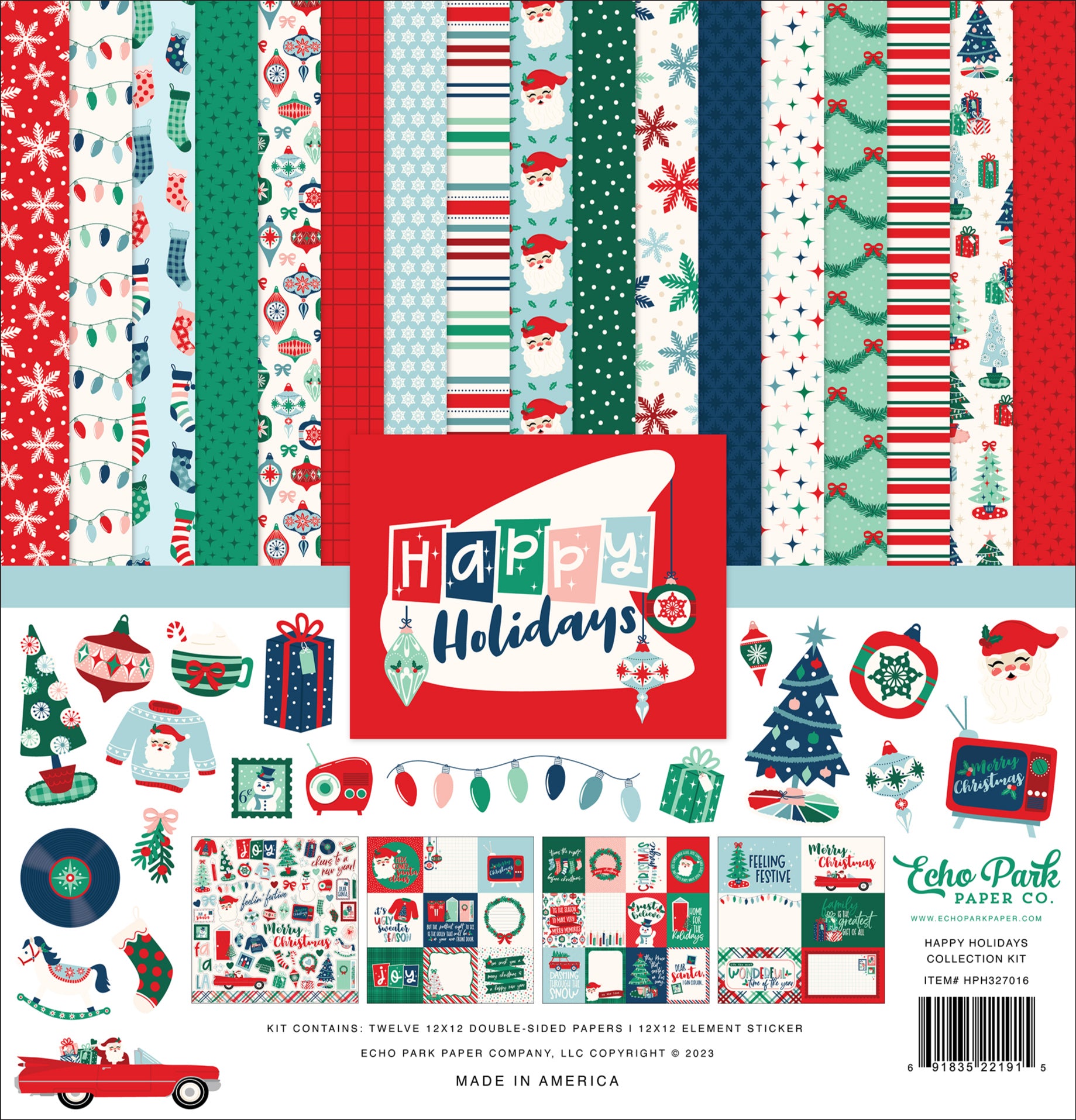 Happy Holidays Collection 12 x 12 Scrapbook Collection Kit by Echo Park Paper